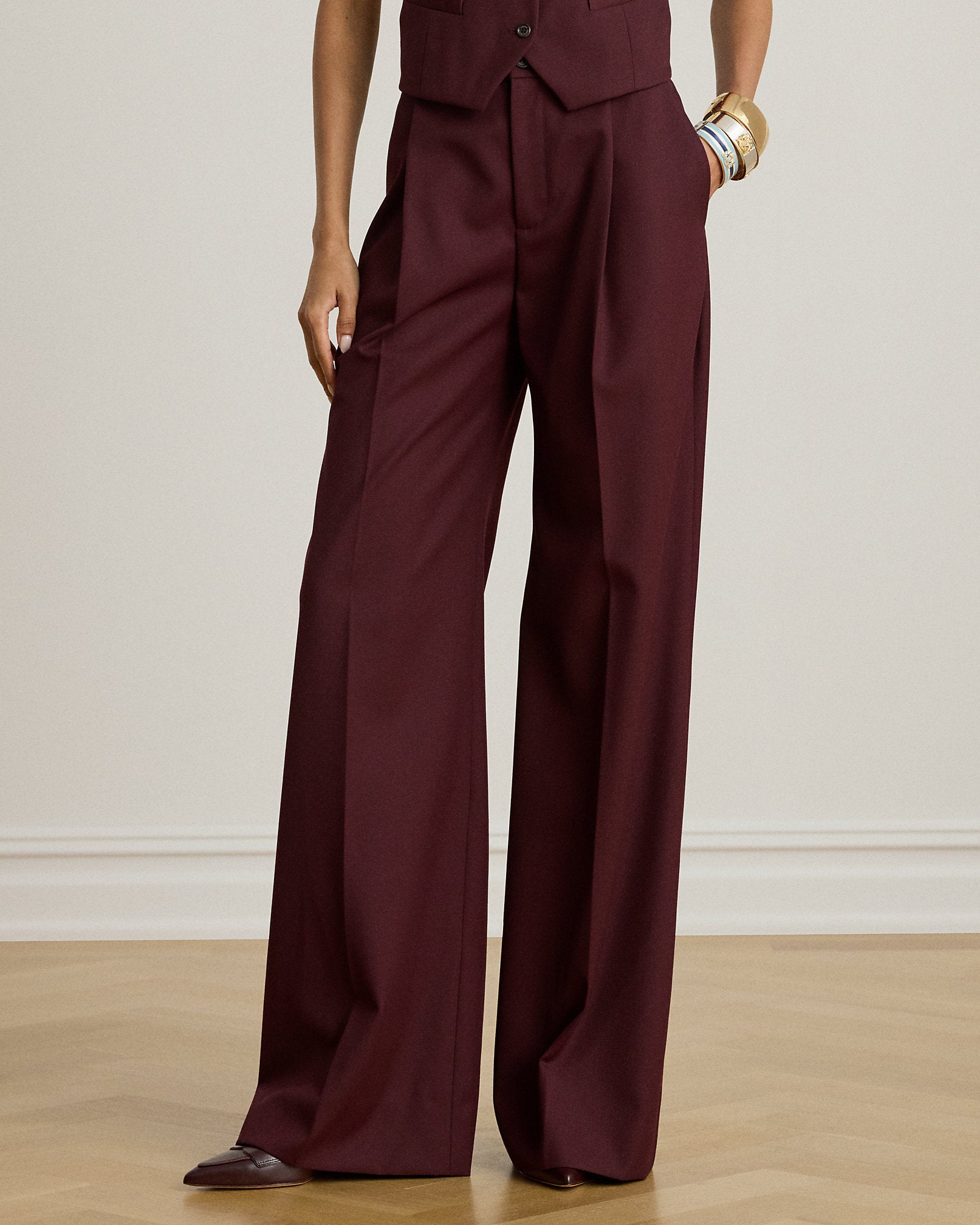 Ralph Lauren WoolBlend Twill WideLeg Pant