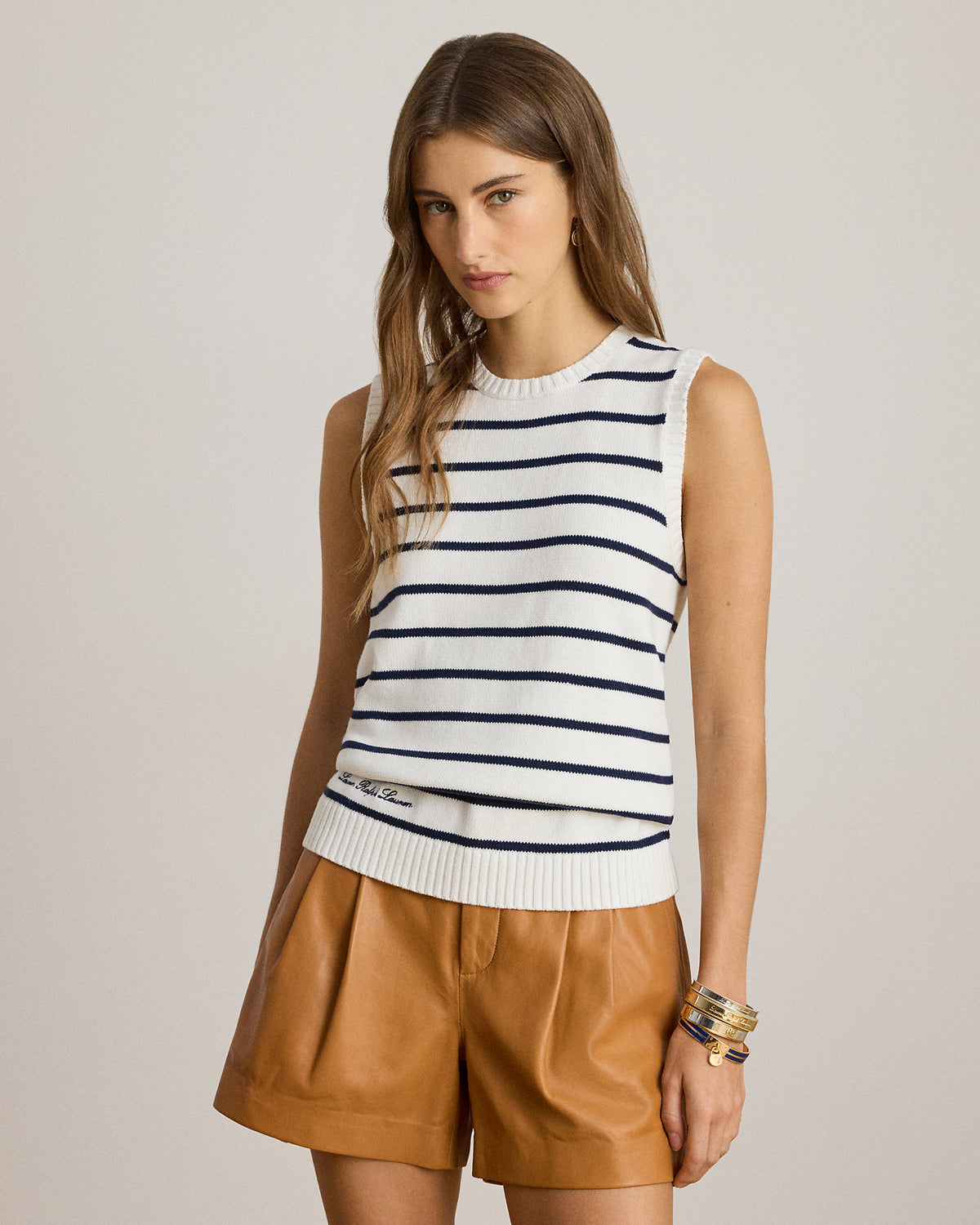 Ralph Lauren Striped Cotton Sleeveless Sweater