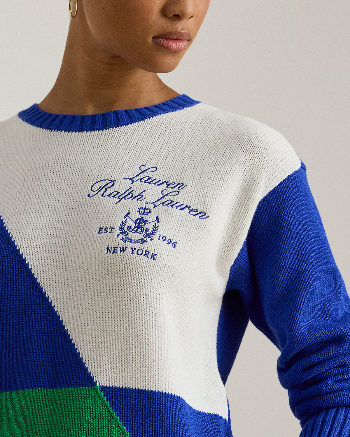Ralph Lauren ColorBlocked Combed Cotton Sweater