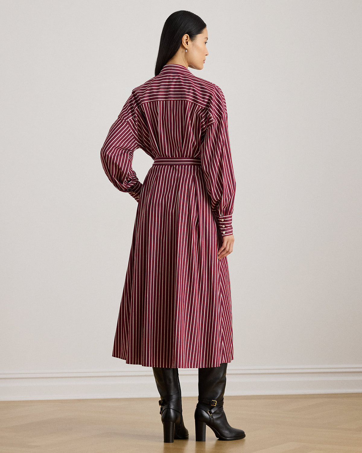 Ralph Lauren Striped Belted Broadcloth Shirtdress