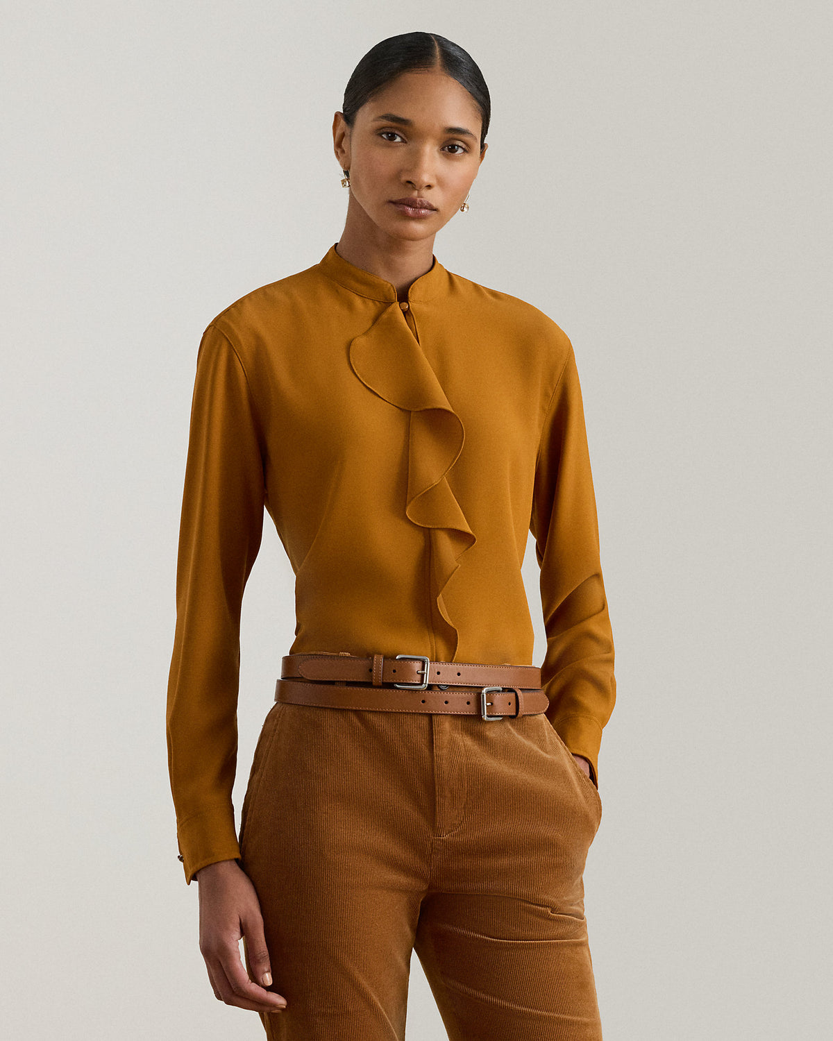 Ralph Lauren RuffleTrimmed Georgette Tunic
