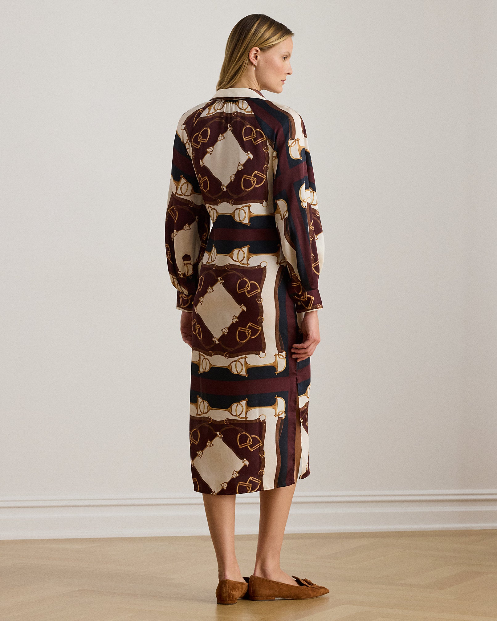 Ralph Lauren EquestrianPrint Twill Midi Shirtdress