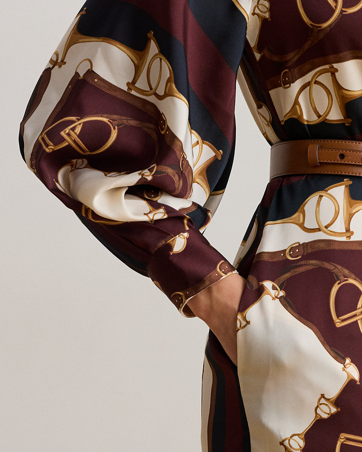 Ralph Lauren EquestrianPrint Twill Midi Shirtdress