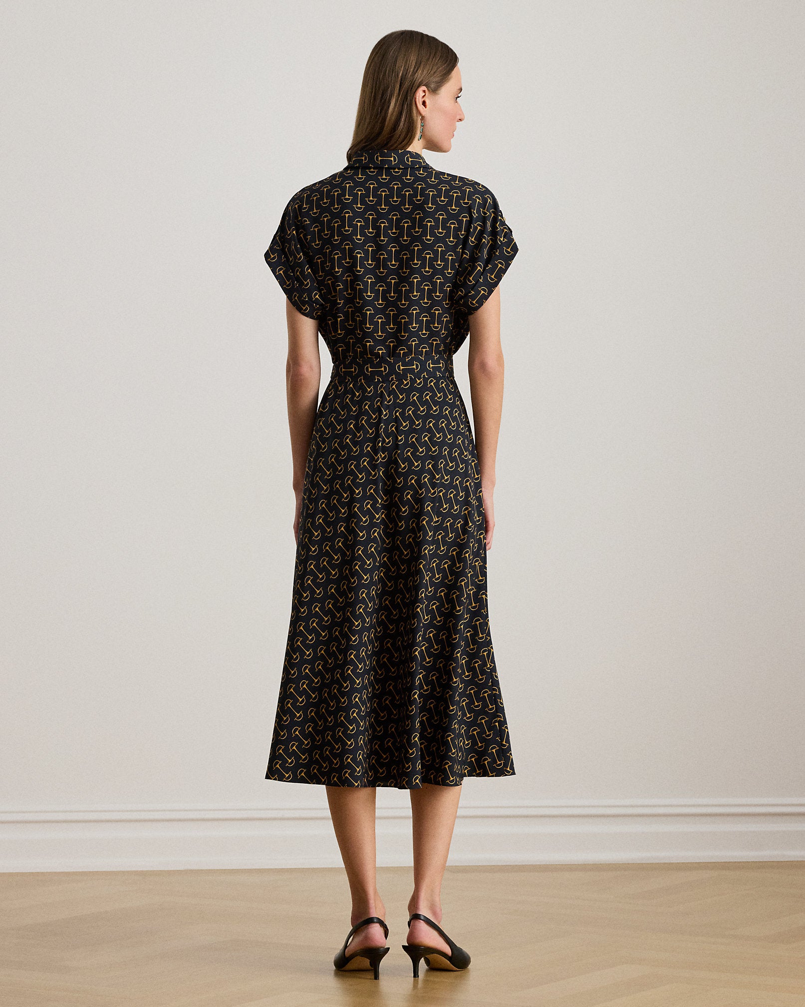 Ralph Lauren GeoPrint Belted Crepe Dress