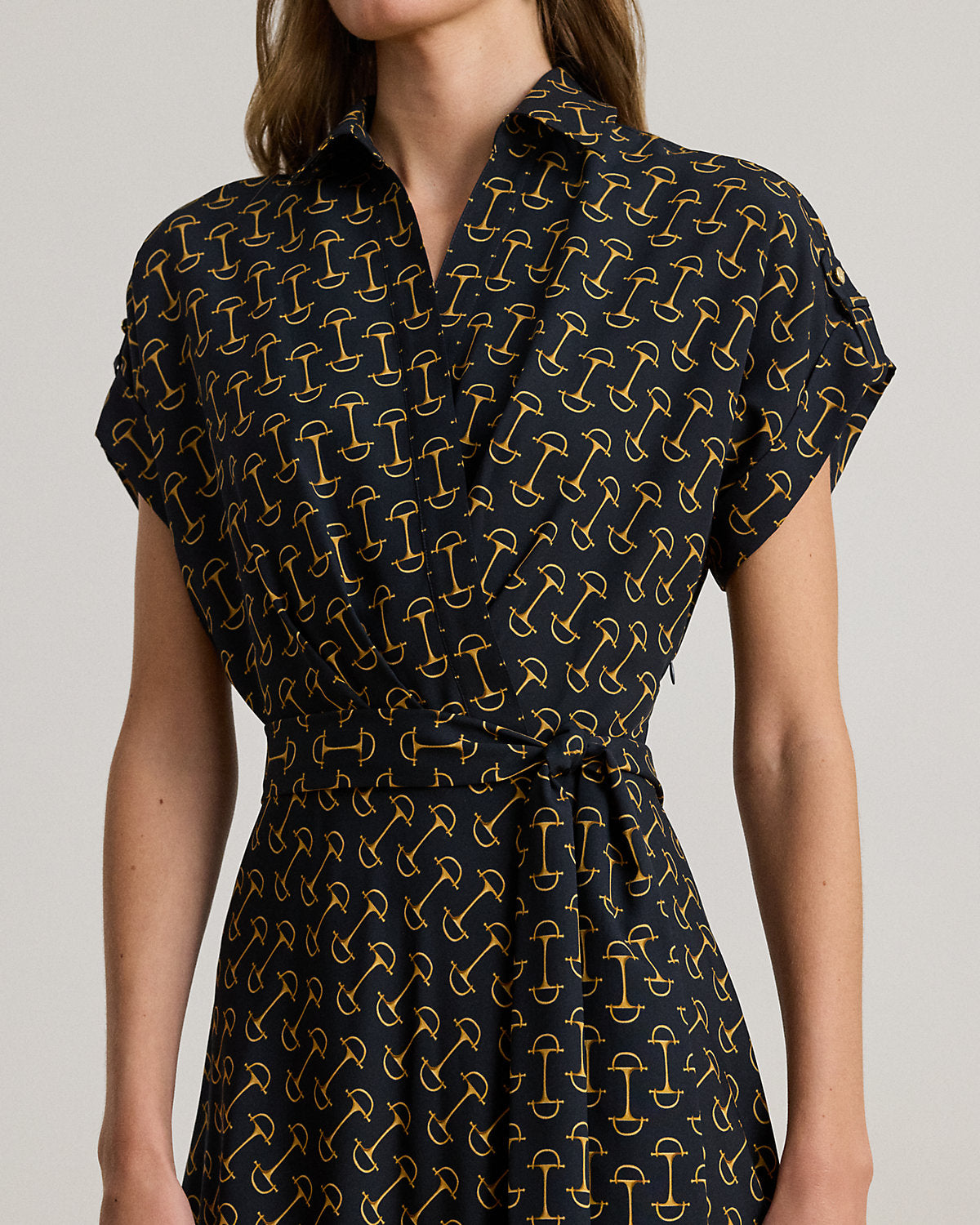 Ralph Lauren GeoPrint Belted Crepe Dress
