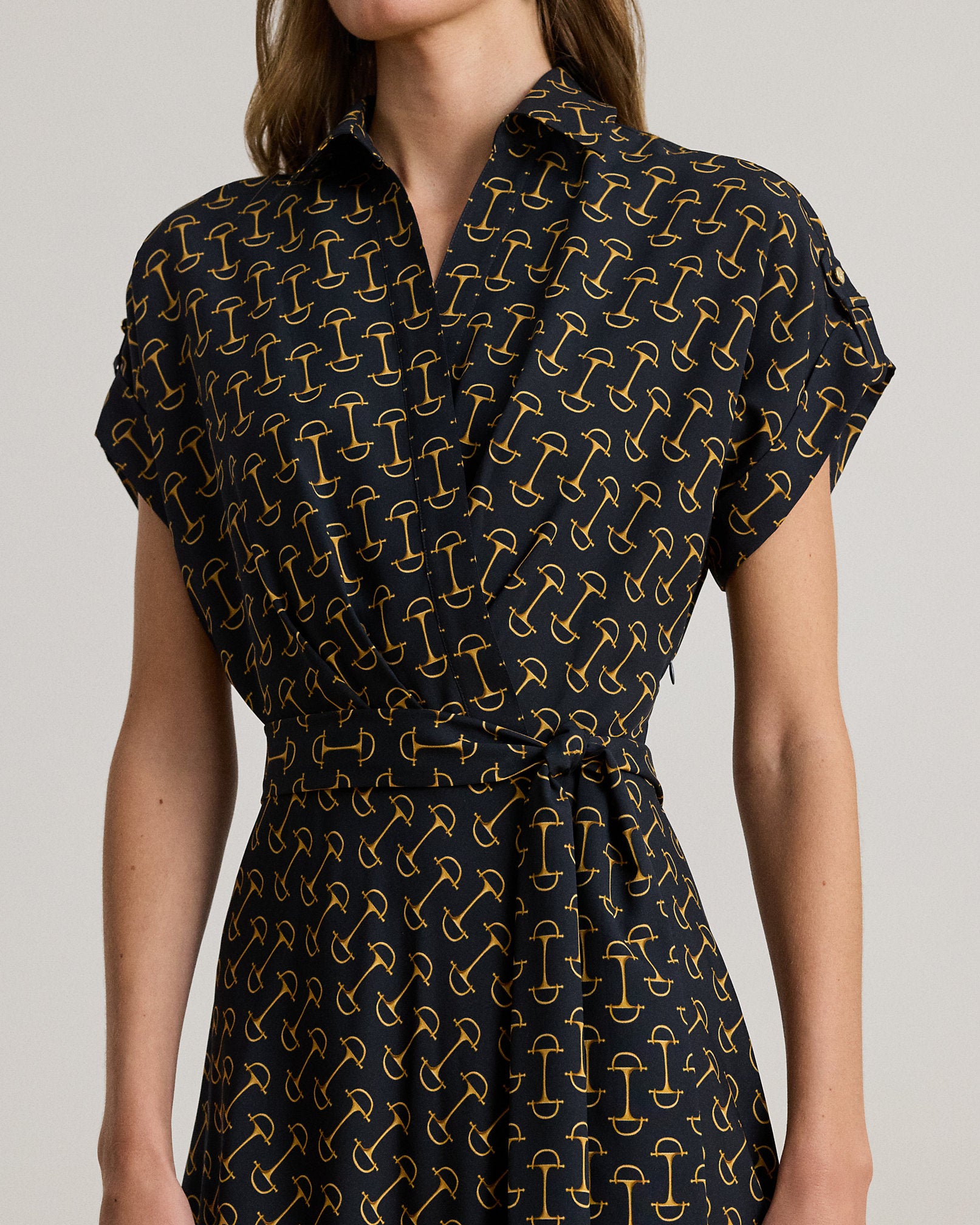 Ralph Lauren GeoPrint Belted Crepe Dress