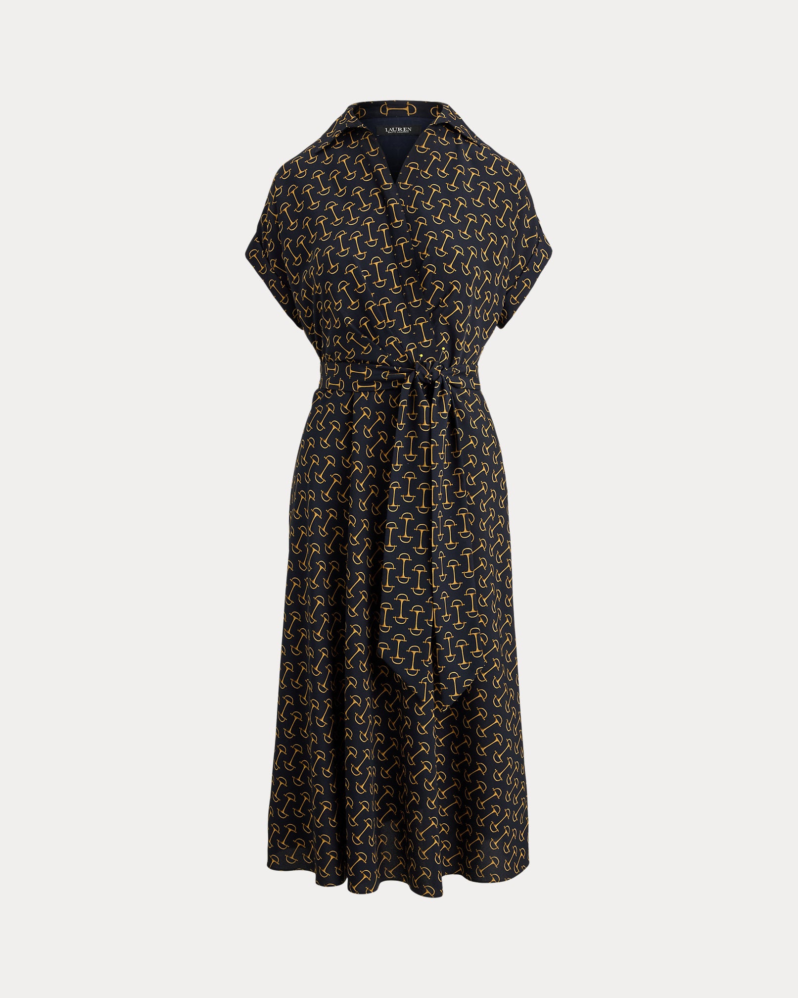Ralph Lauren GeoPrint Belted Crepe Dress