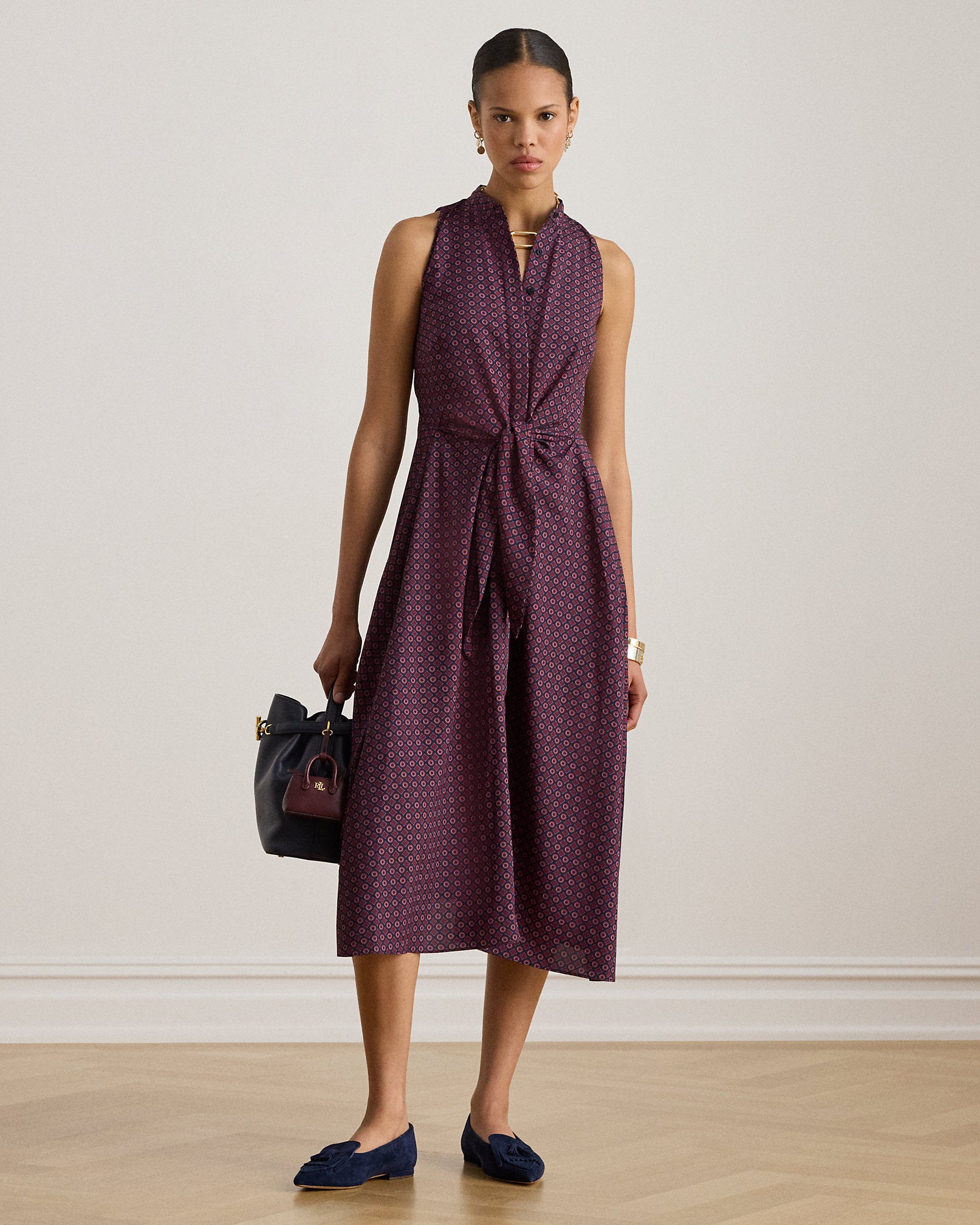 Ralph Lauren Print TieFront Crepe Sleeveless Dress