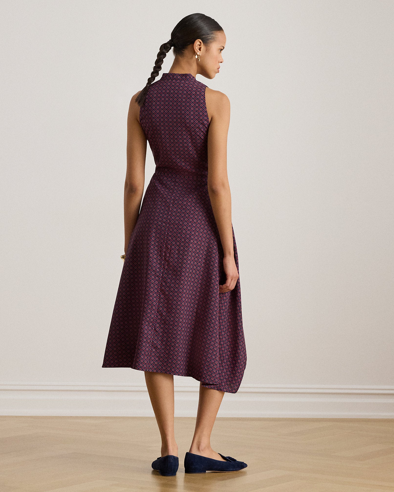 Ralph Lauren Print TieFront Crepe Sleeveless Dress