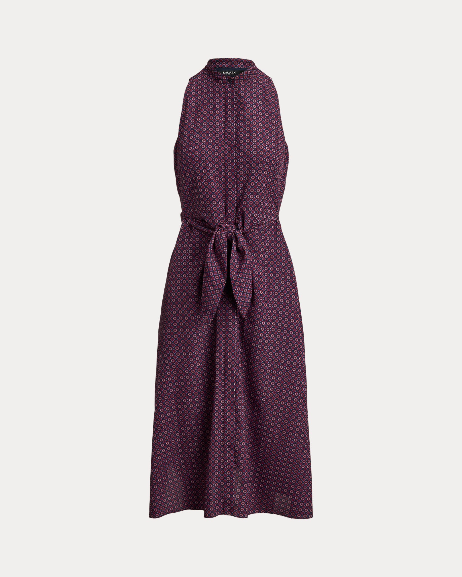 Ralph Lauren Print TieFront Crepe Sleeveless Dress