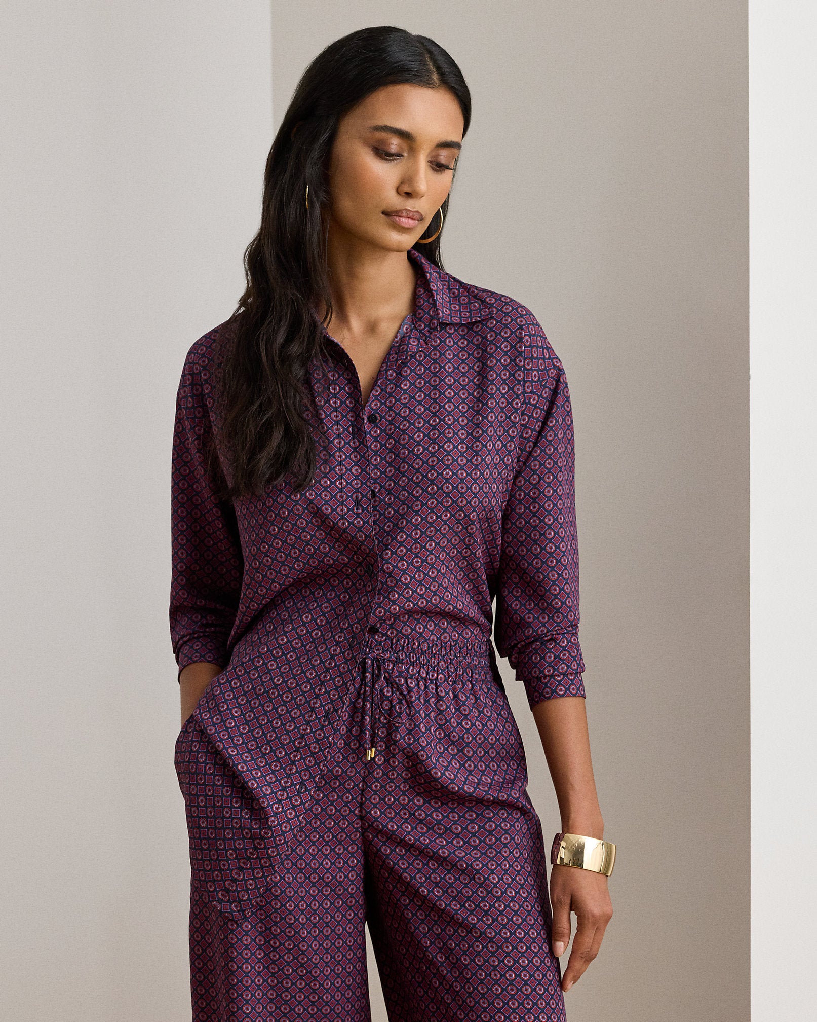 Ralph Lauren Relaxed Fit FoulardPrint Crepe Shirt