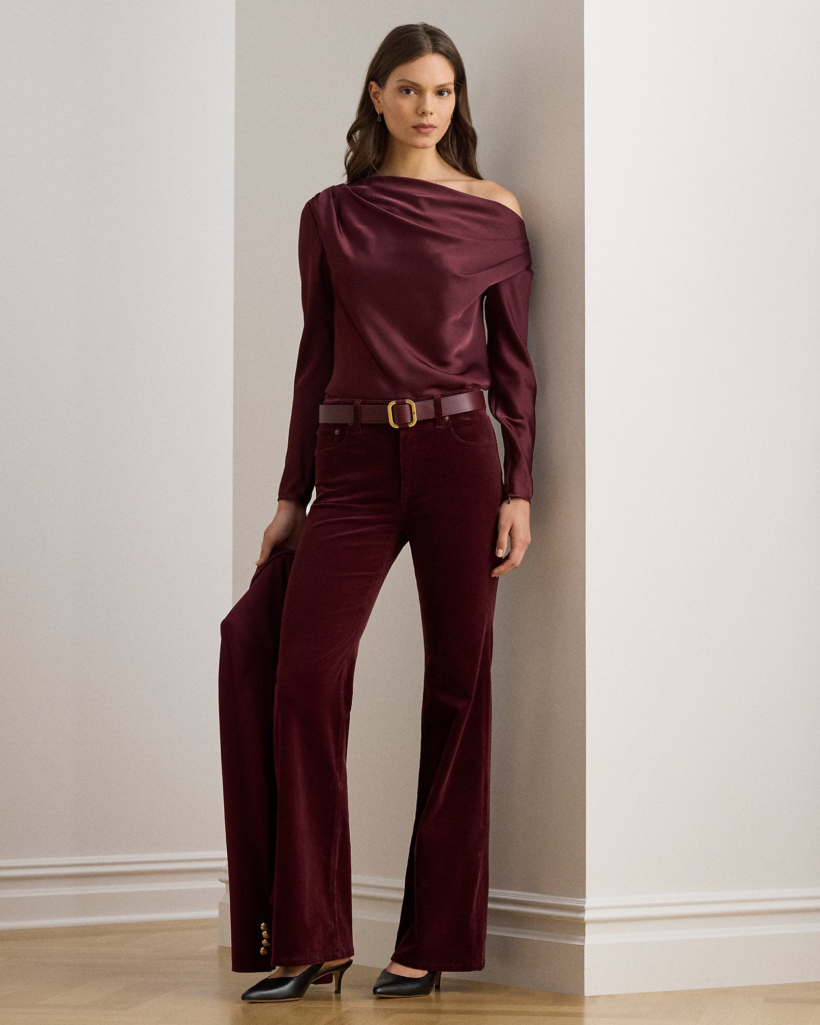Ralph Lauren Satin Charmeuse OfftheShoulder Blouse