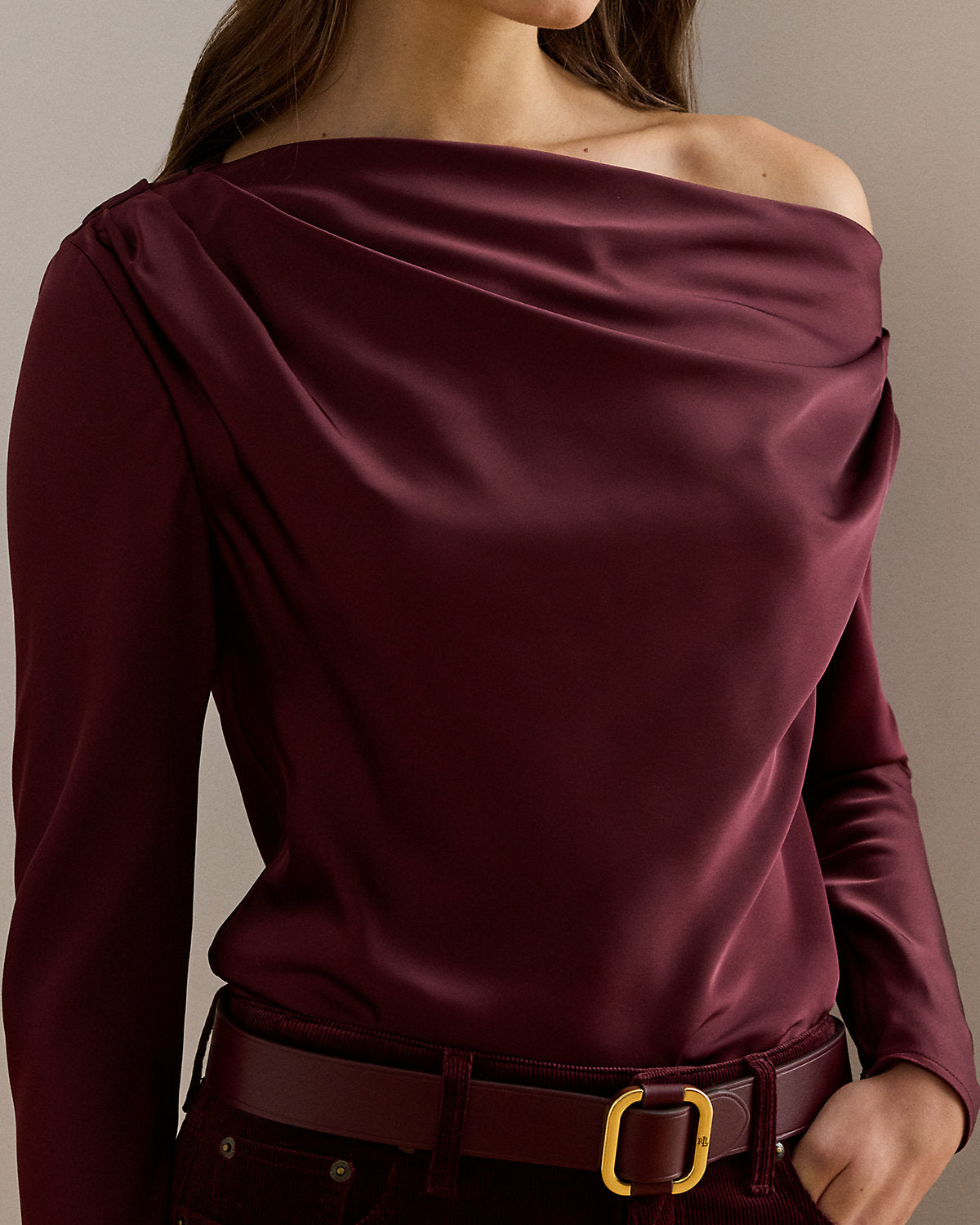 Ralph Lauren Satin Charmeuse OfftheShoulder Blouse
