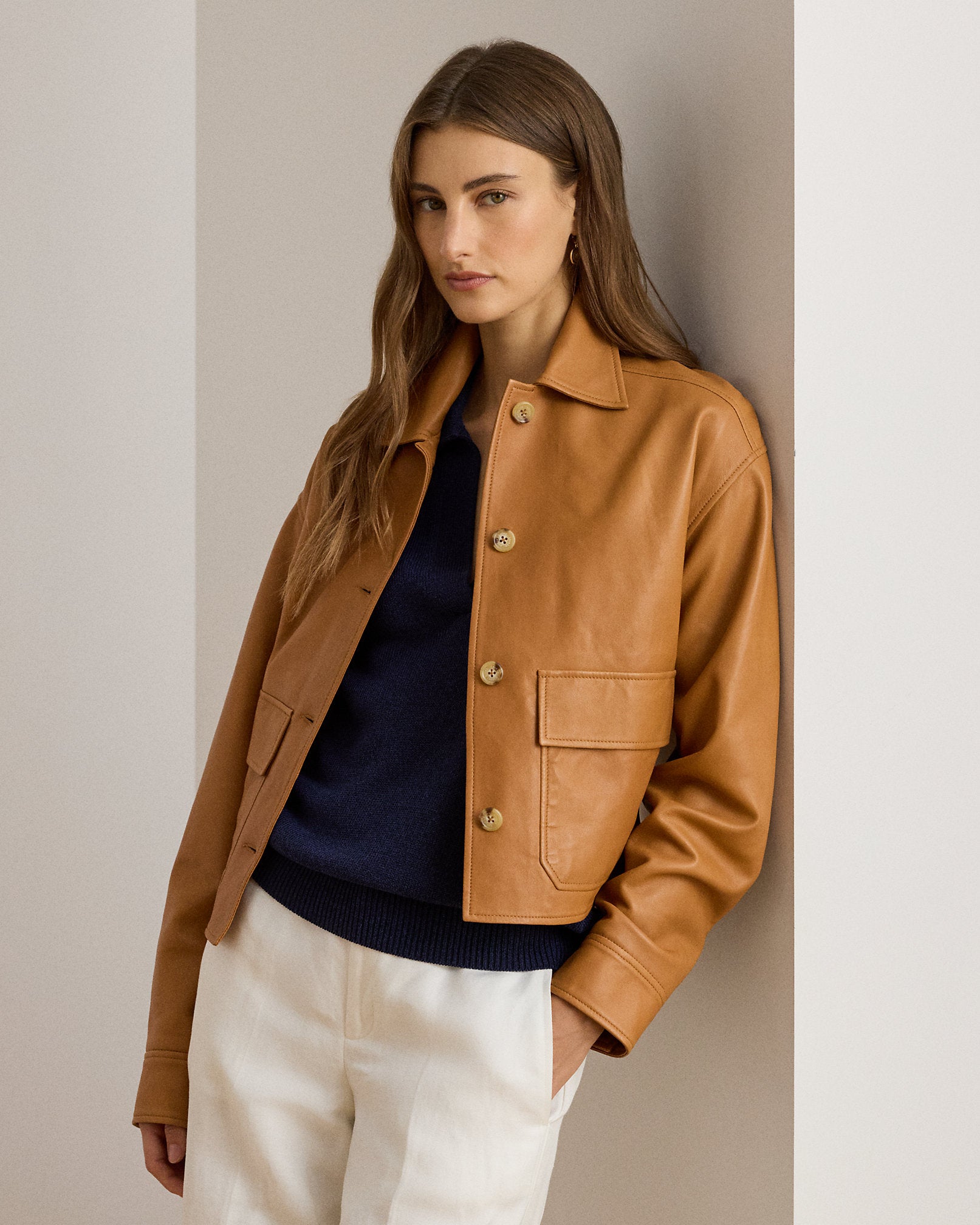 Ralph Lauren Lambskin Cropped Jacket