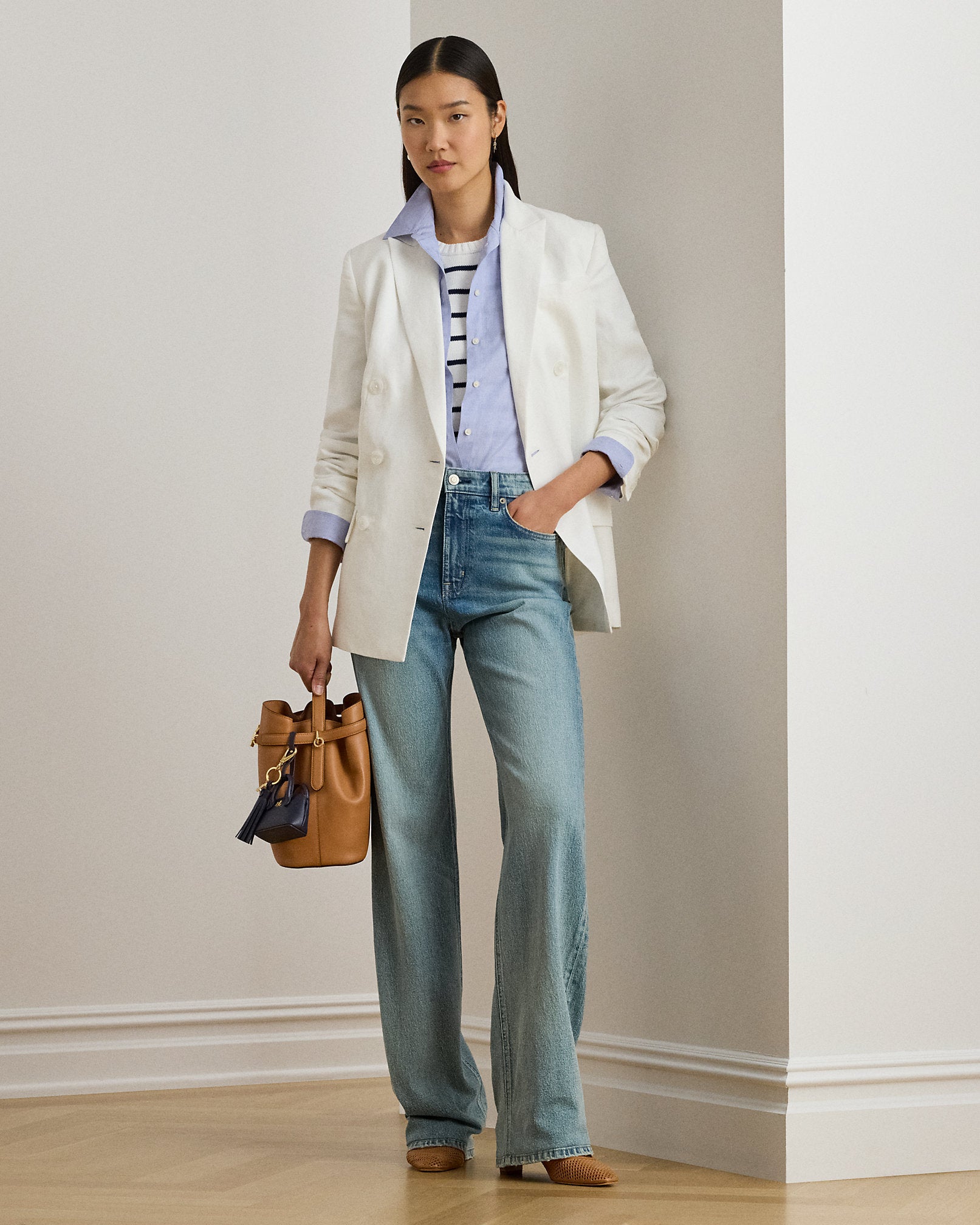 Ralph Lauren DoubleBreasted LinenBlend Twill Blazer