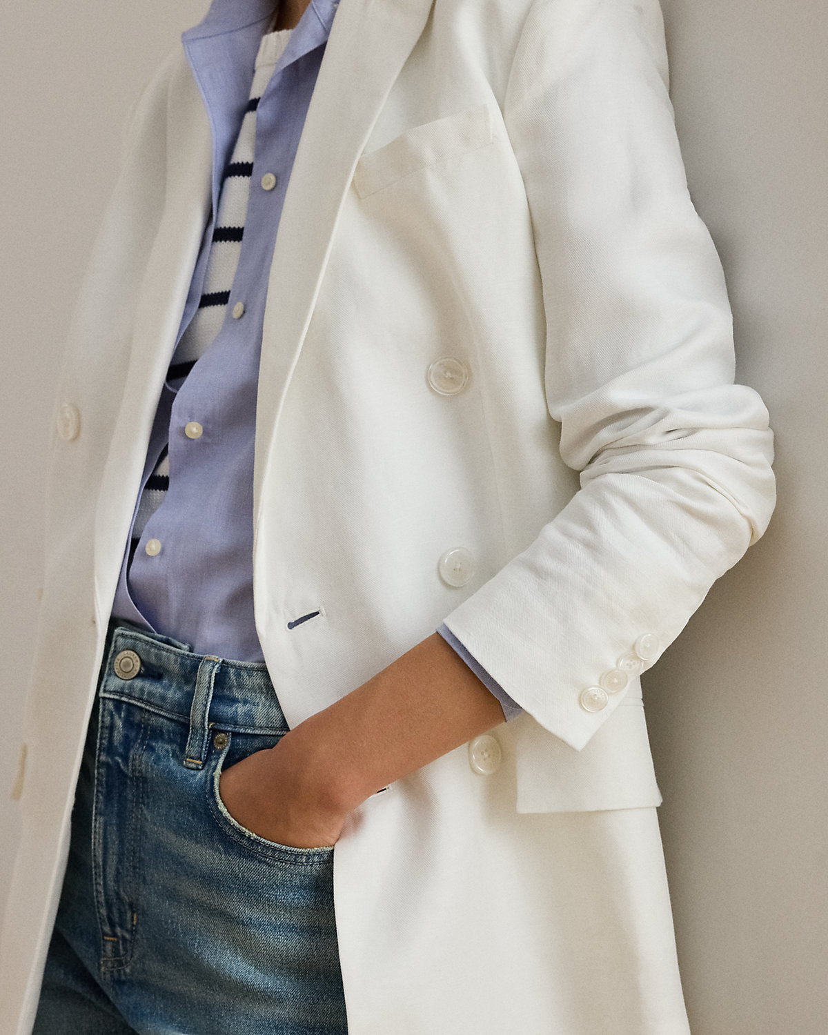 Ralph Lauren DoubleBreasted LinenBlend Twill Blazer