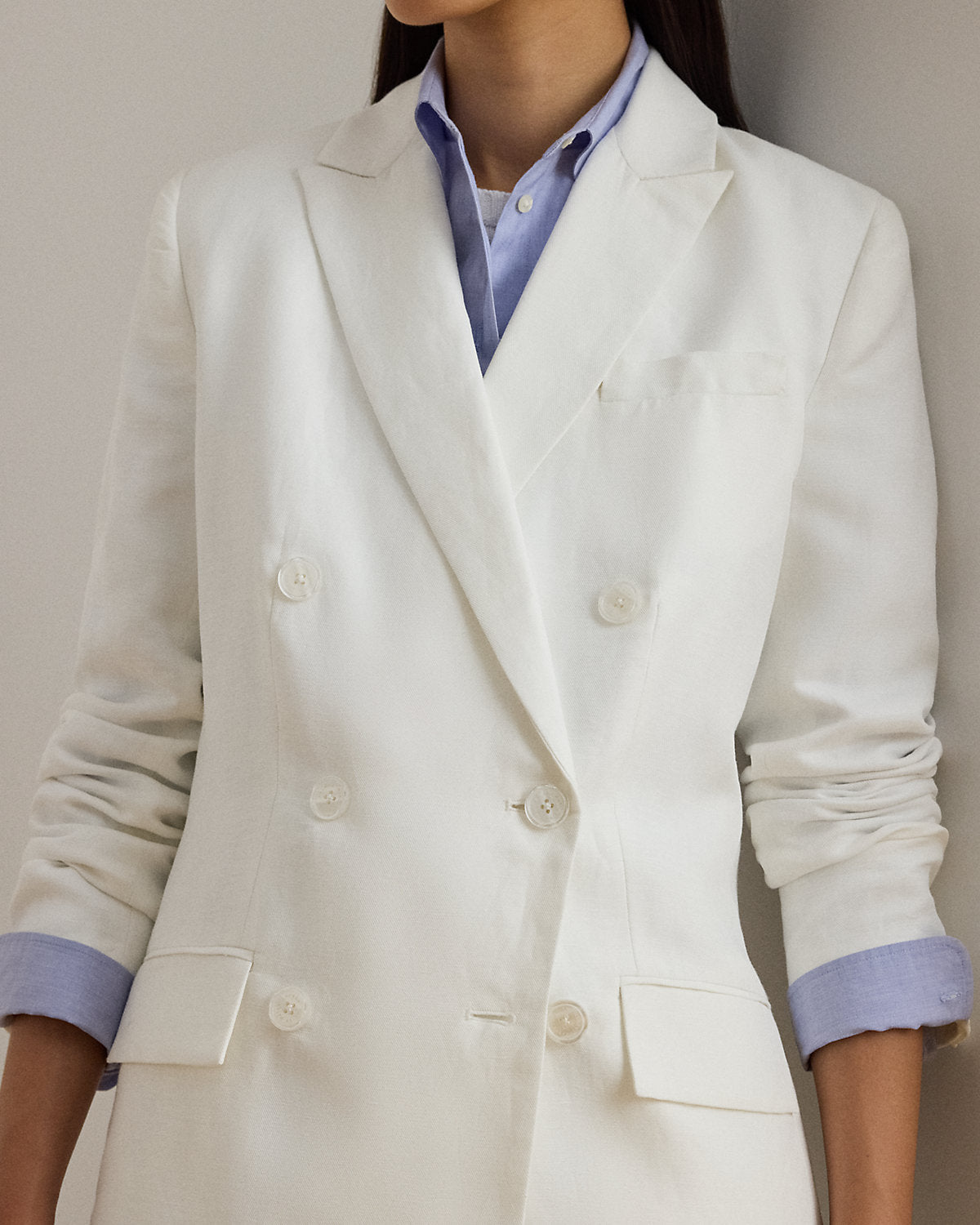 Ralph Lauren DoubleBreasted LinenBlend Twill Blazer