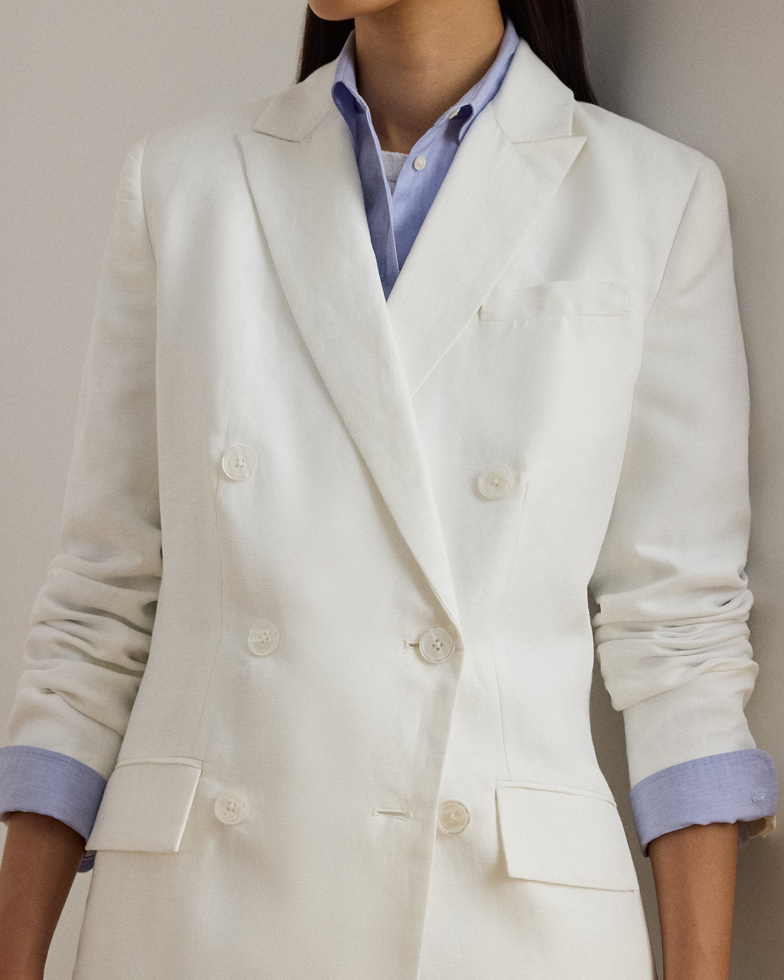 Ralph Lauren DoubleBreasted LinenBlend Twill Blazer