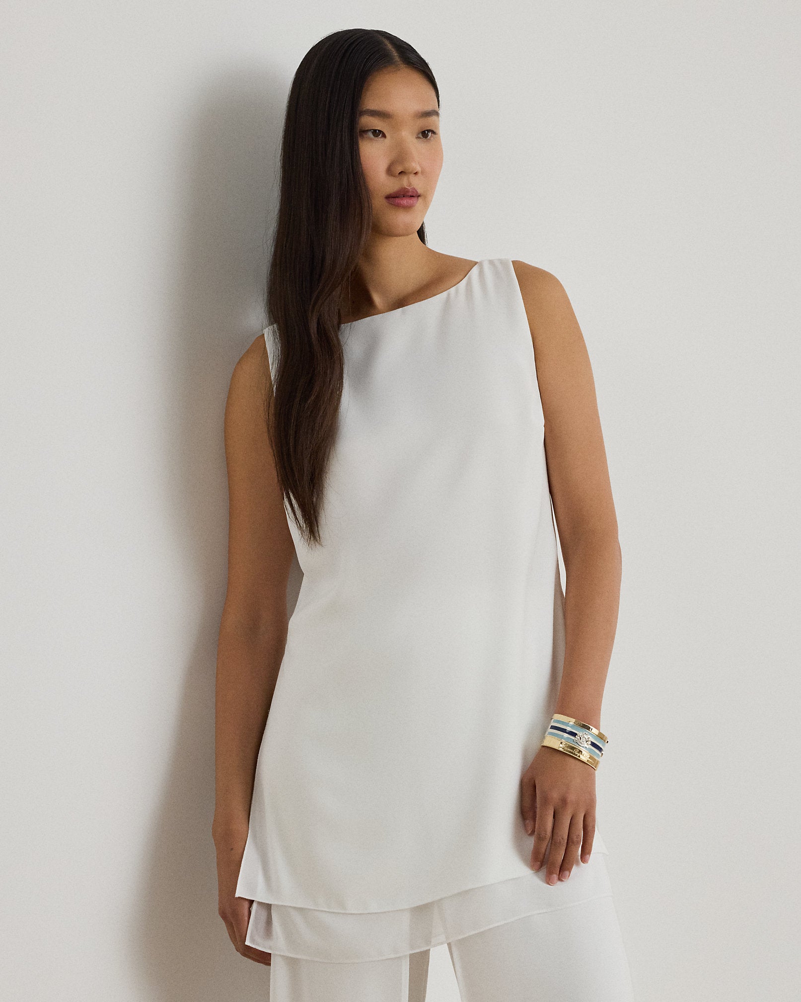 Ralph Lauren DoubleFaced Georgette Sleeveless Tunic