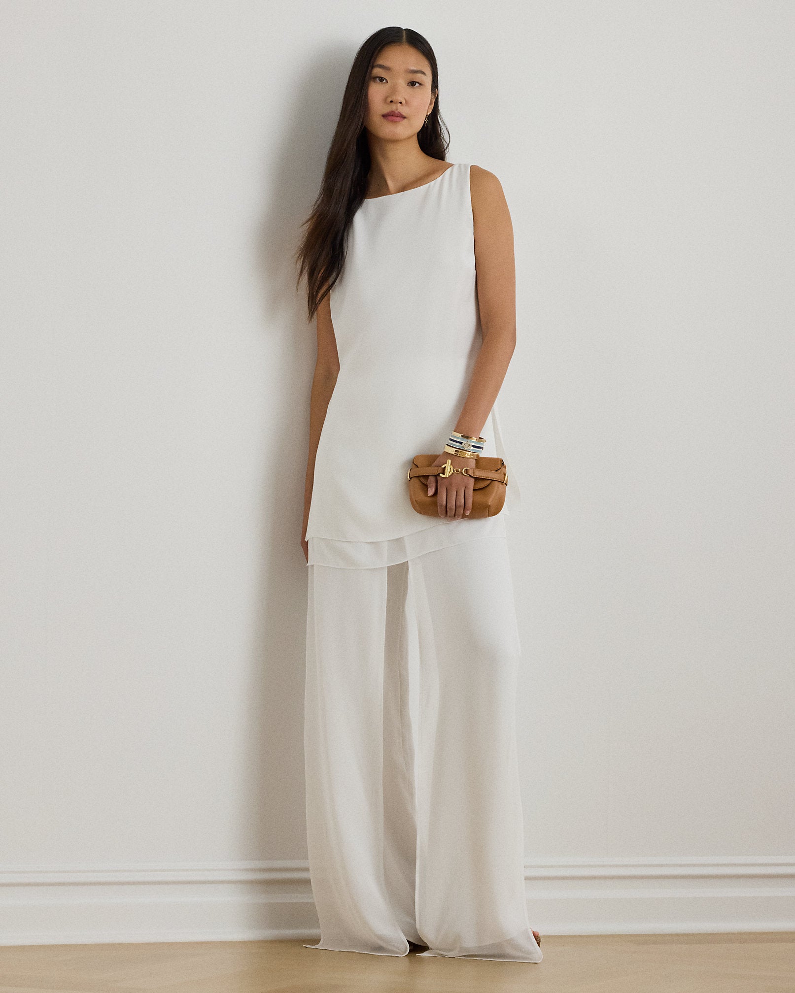 Ralph Lauren DoubleFaced Georgette Sleeveless Tunic