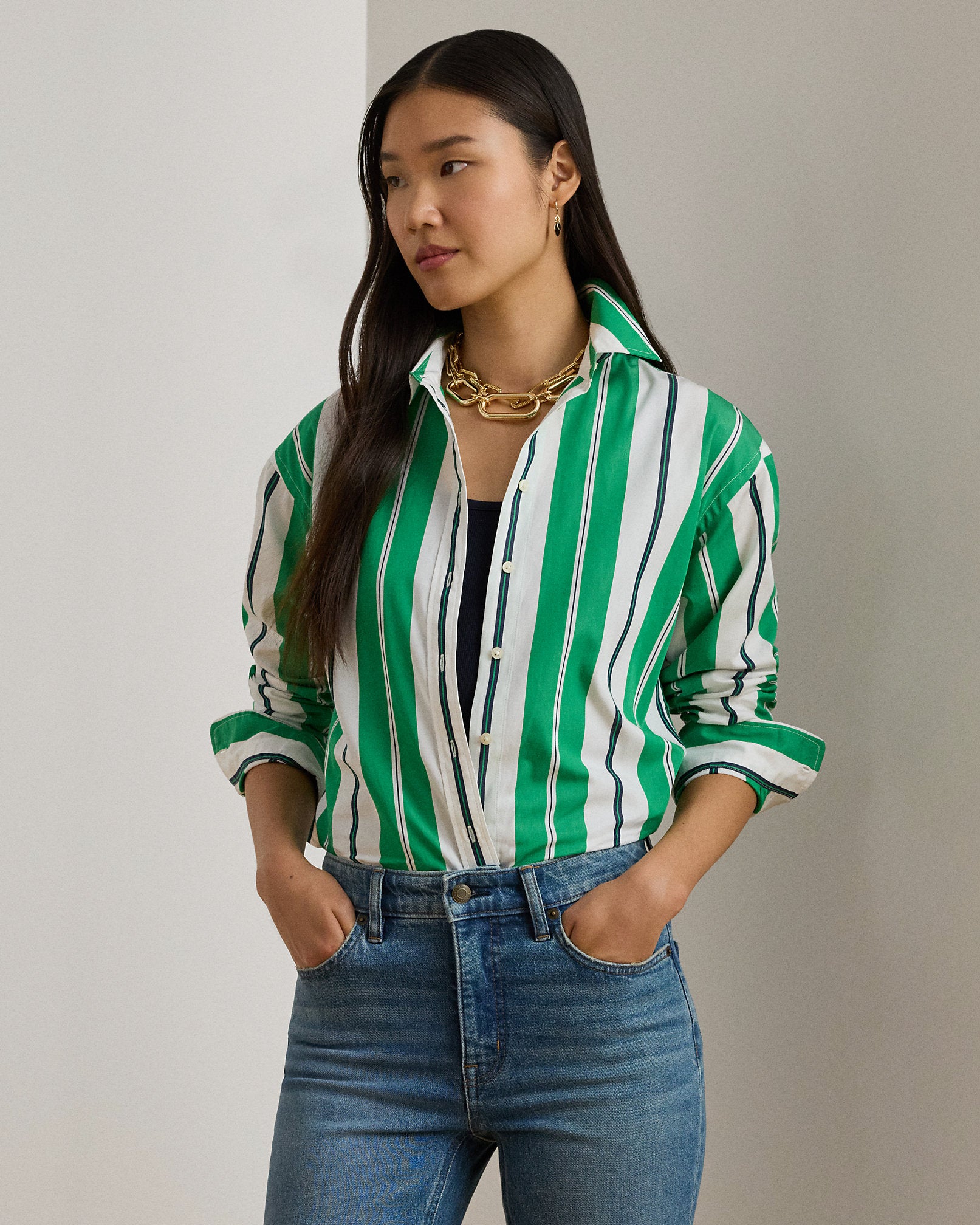 Ralph Lauren Relaxed Fit Striped Broadcloth Shirt