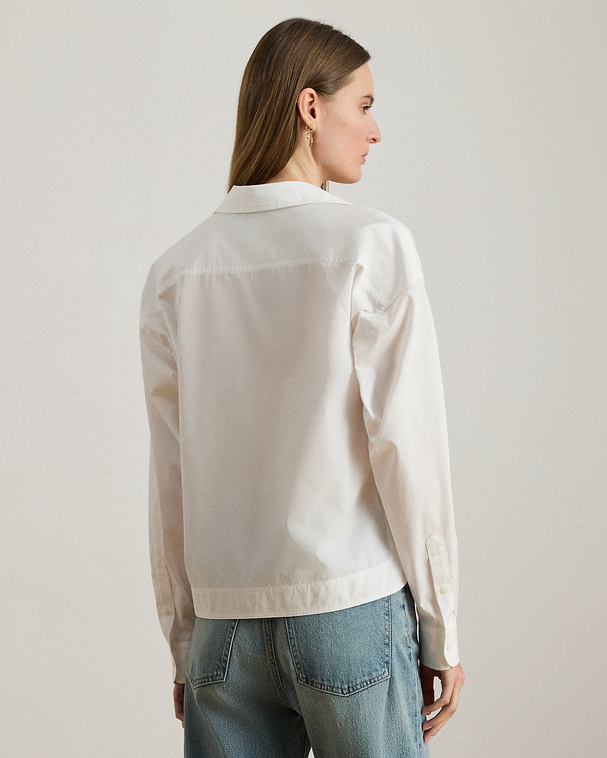 Ralph Lauren Cotton Broadcloth Cropped Shirt