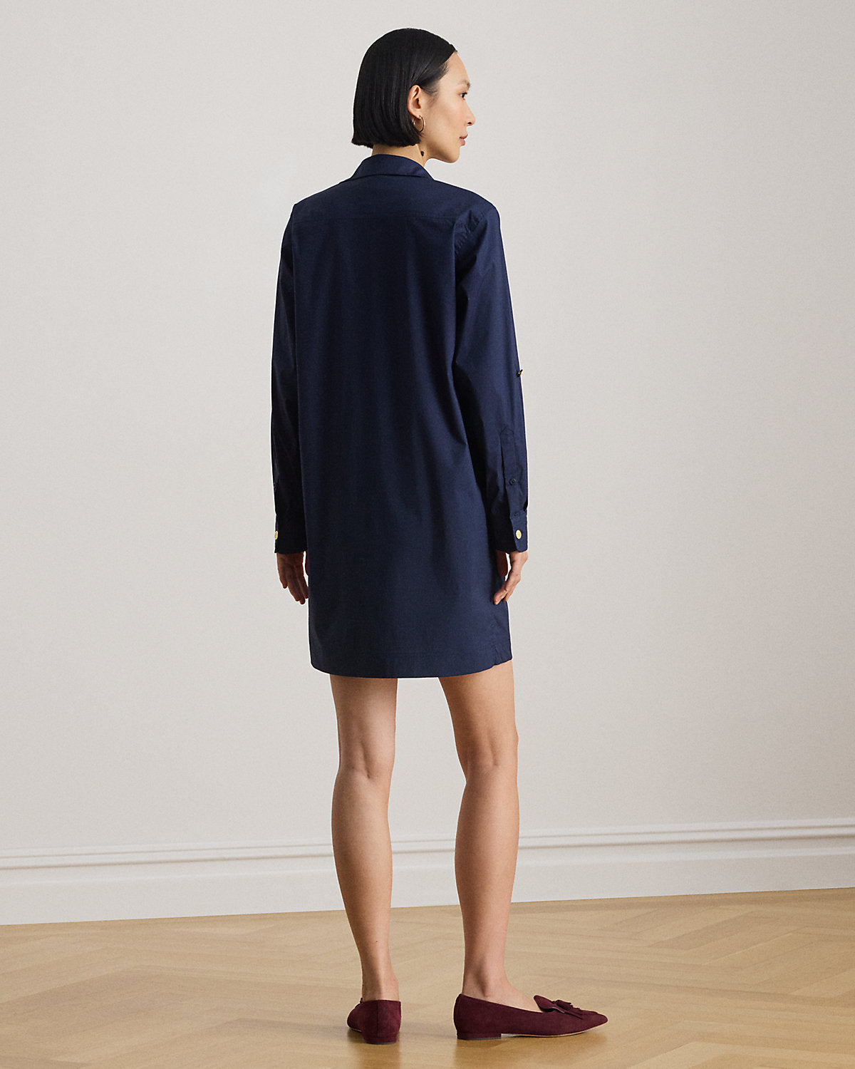 Ralph Lauren CottonBlend RollTabSleeve Shirtdress