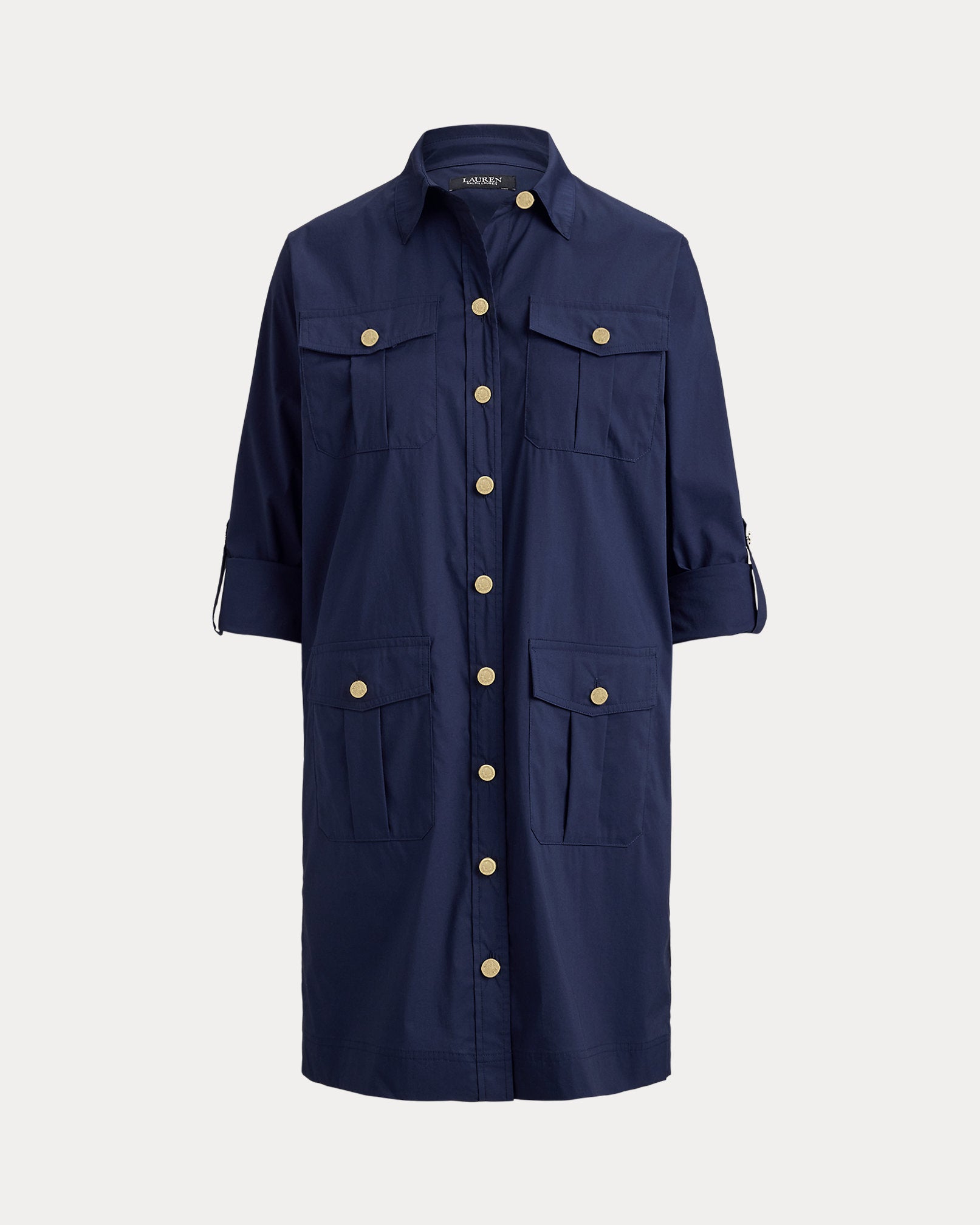 Ralph Lauren CottonBlend RollTabSleeve Shirtdress