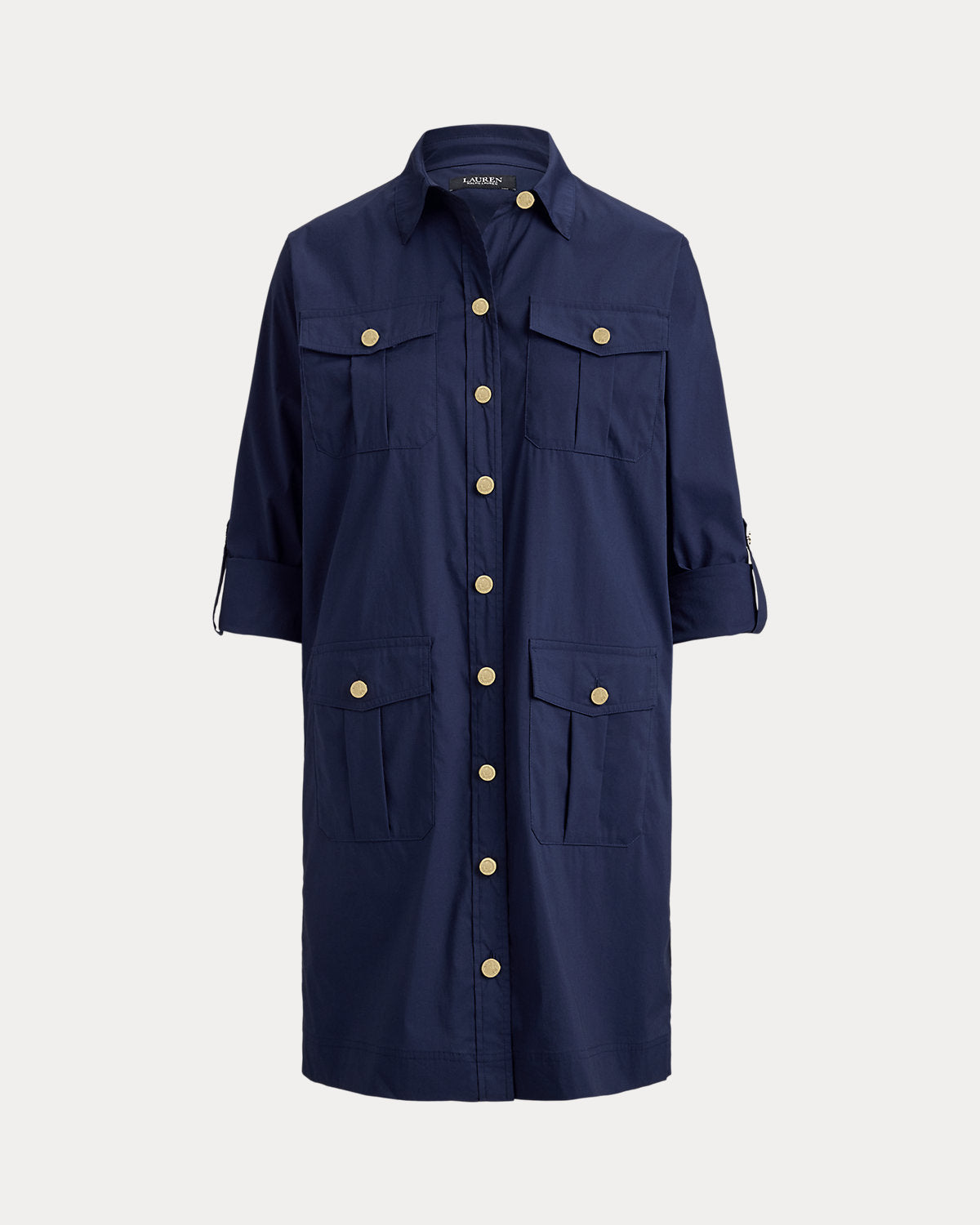 Ralph Lauren CottonBlend RollTabSleeve Shirtdress
