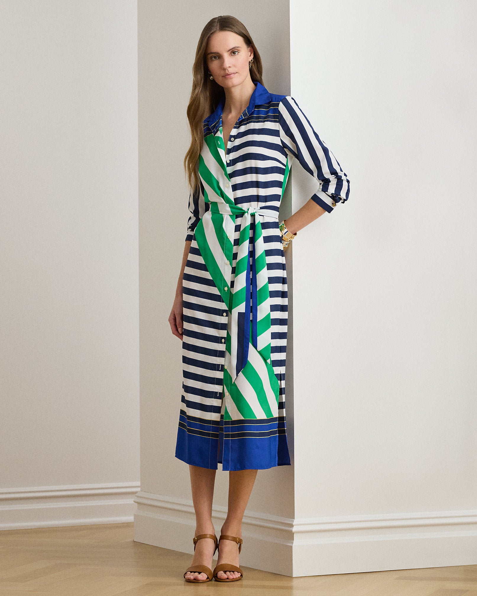 Ralph Lauren Striped Crepe Shirtdress