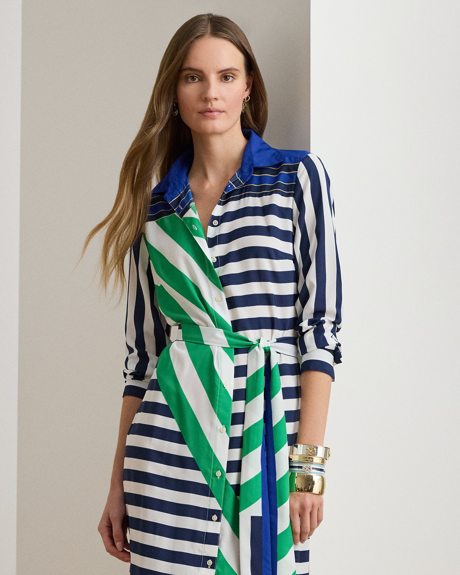 Ralph Lauren Striped Crepe Shirtdress