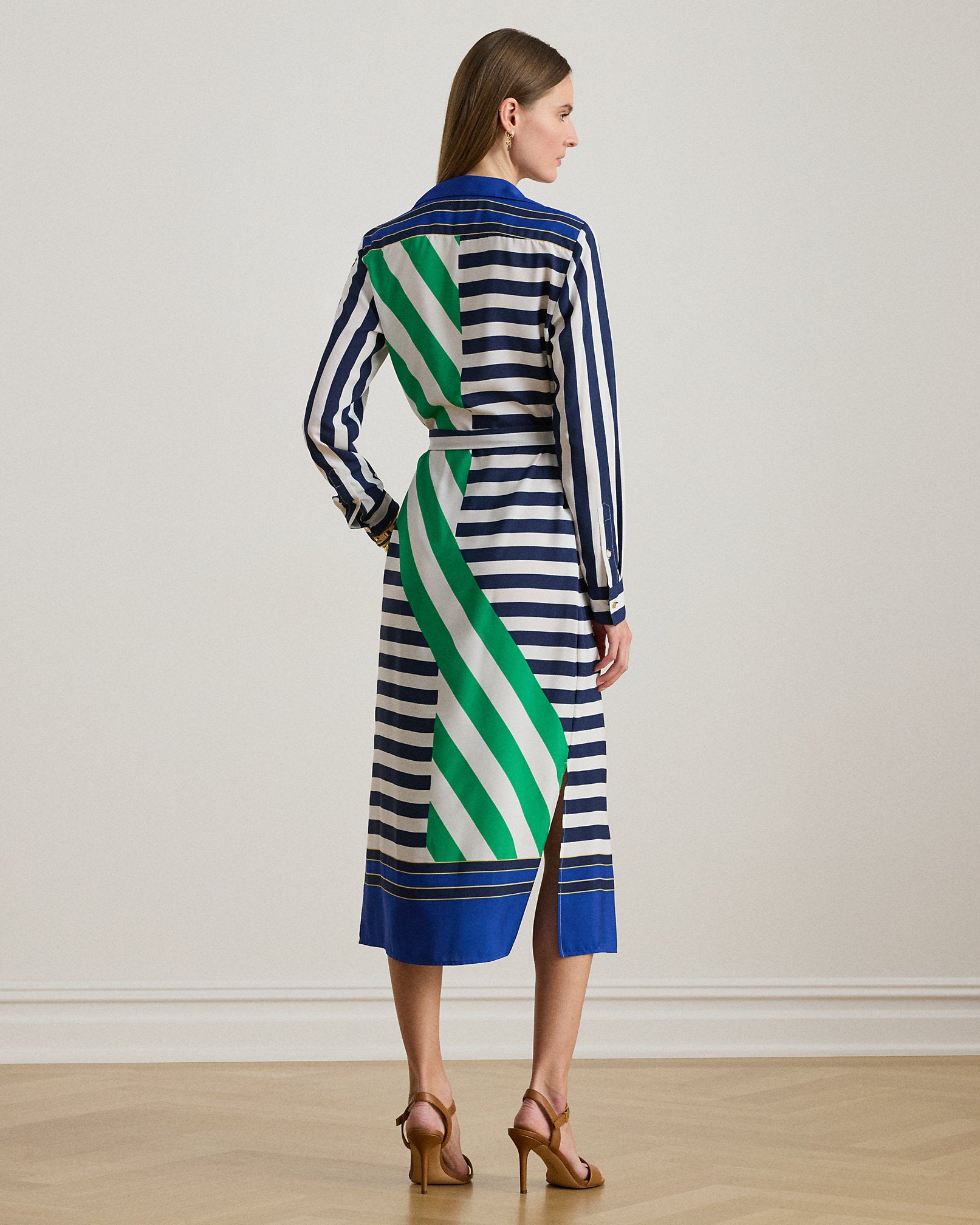 Ralph Lauren Striped Crepe Shirtdress