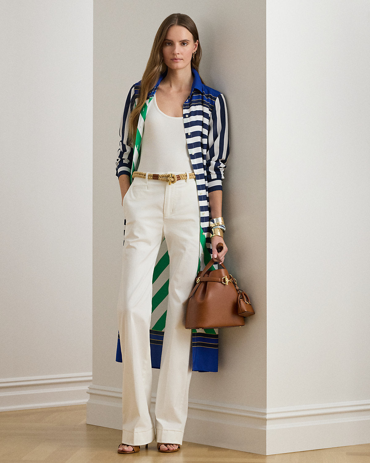 Ralph Lauren Striped Crepe Shirtdress