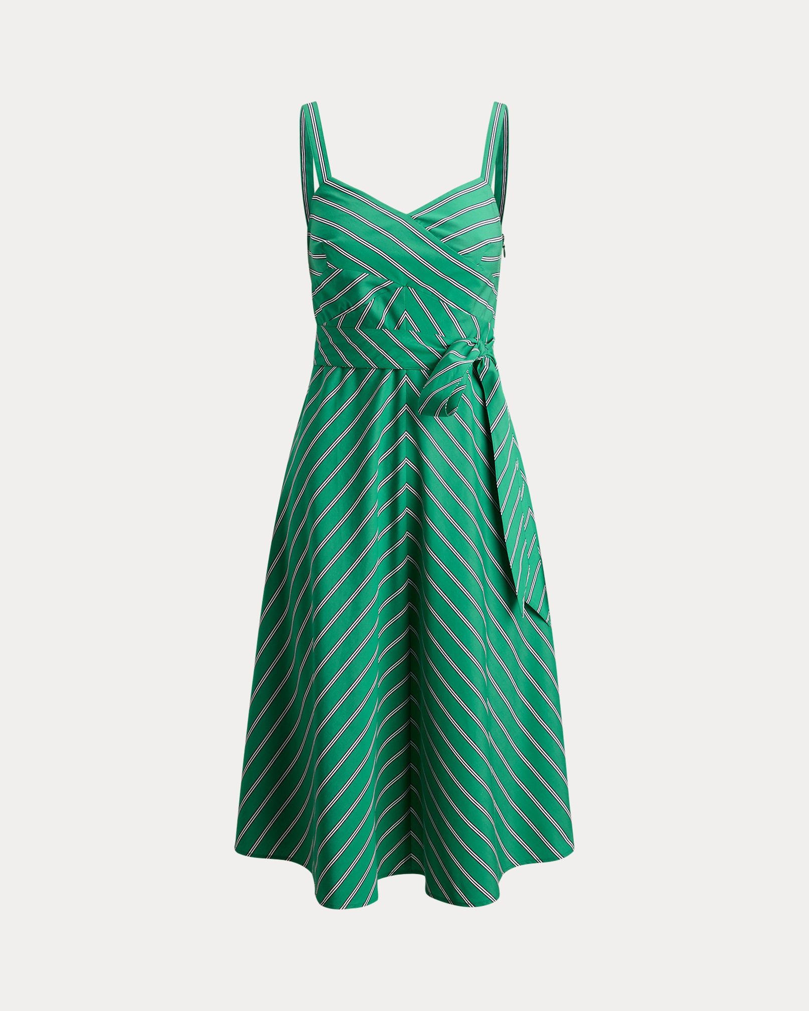 Ralph Lauren Striped Belted Cotton Sleeveless Dress