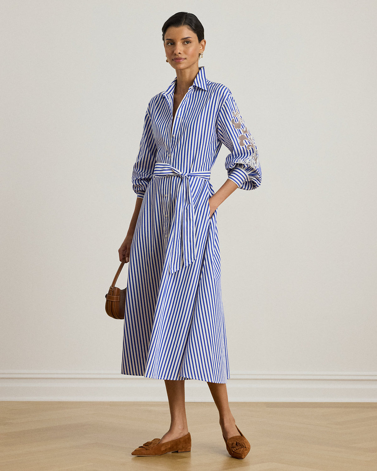 Ralph Lauren Striped Eyelet Broadcloth Shirtdress
