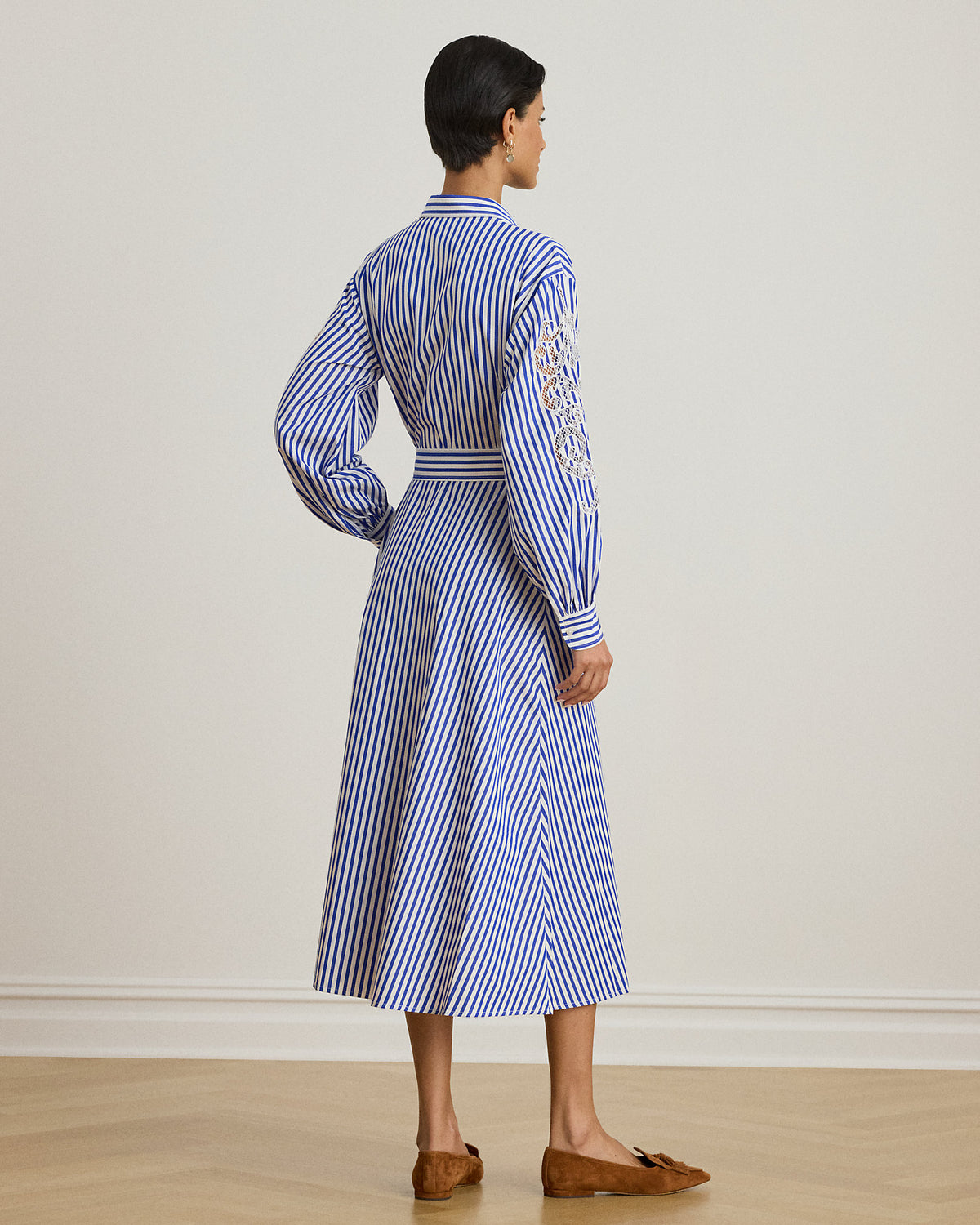 Ralph Lauren Striped Eyelet Broadcloth Shirtdress