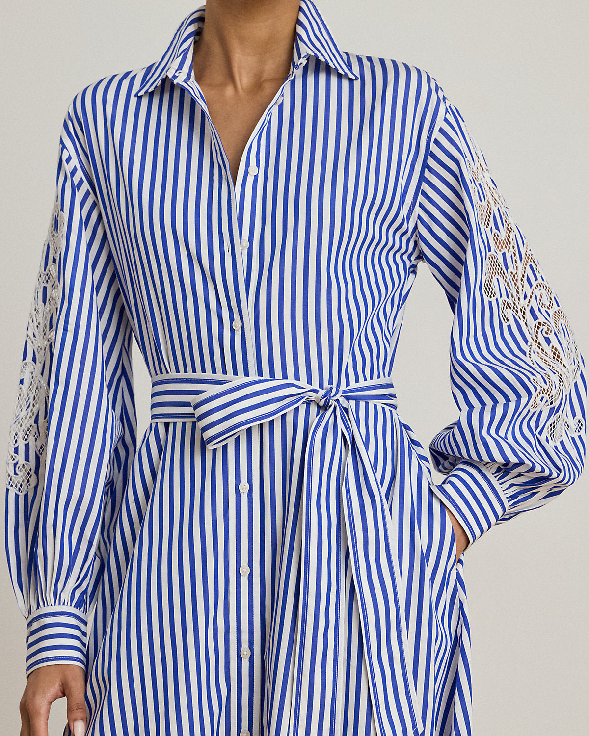 Ralph Lauren Striped Eyelet Broadcloth Shirtdress