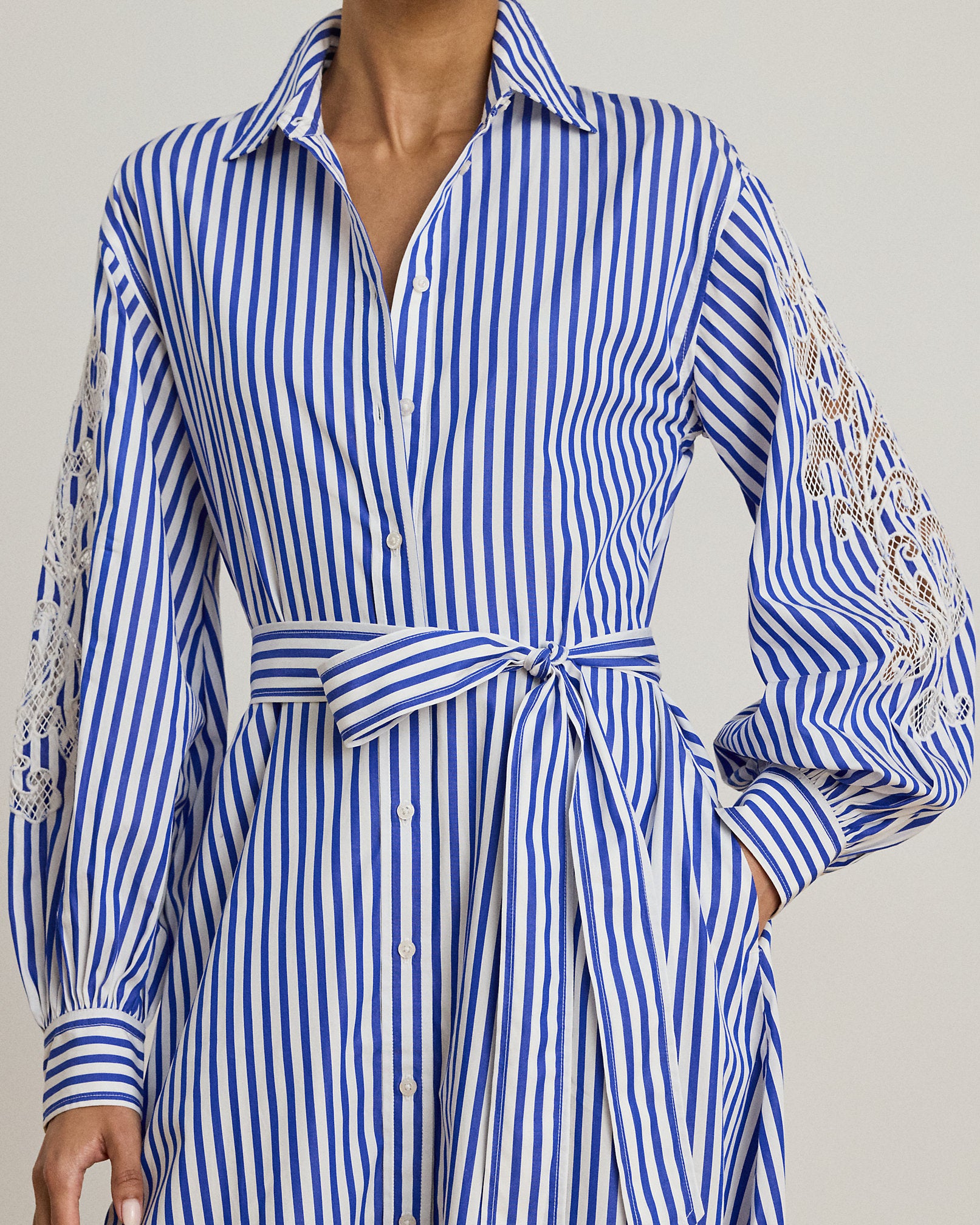 Ralph Lauren Striped Eyelet Broadcloth Shirtdress
