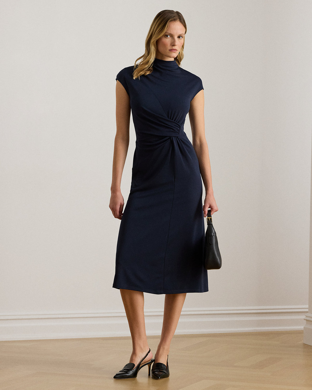 Ralph Lauren TwistFront Jersey Mockneck Dress