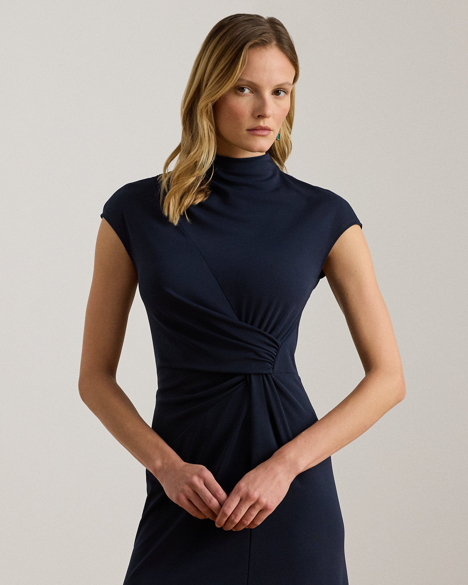 Ralph Lauren TwistFront Jersey Mockneck Dress