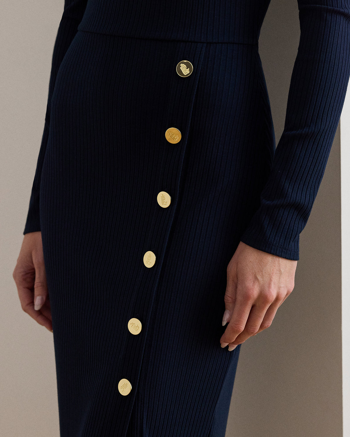 Ralph Lauren ButtonTrim RibKnit Dress