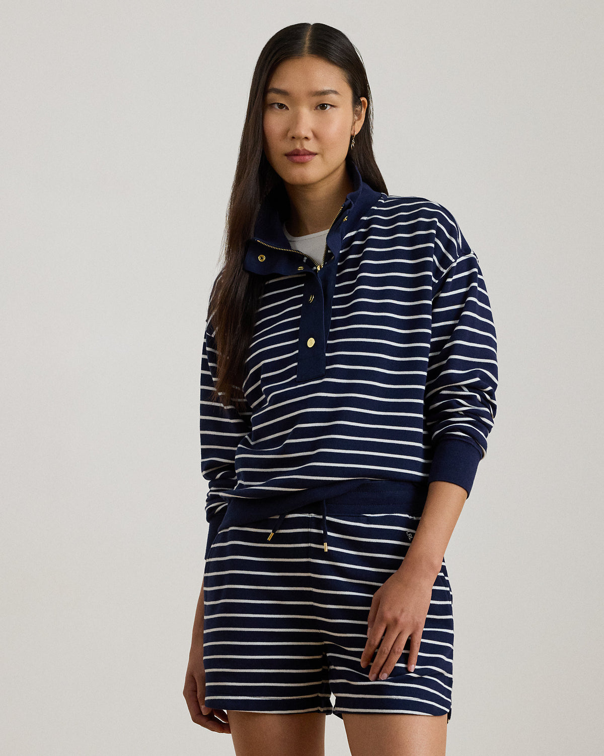 Ralph Lauren Striped French Terry Mockneck Sweatshirt