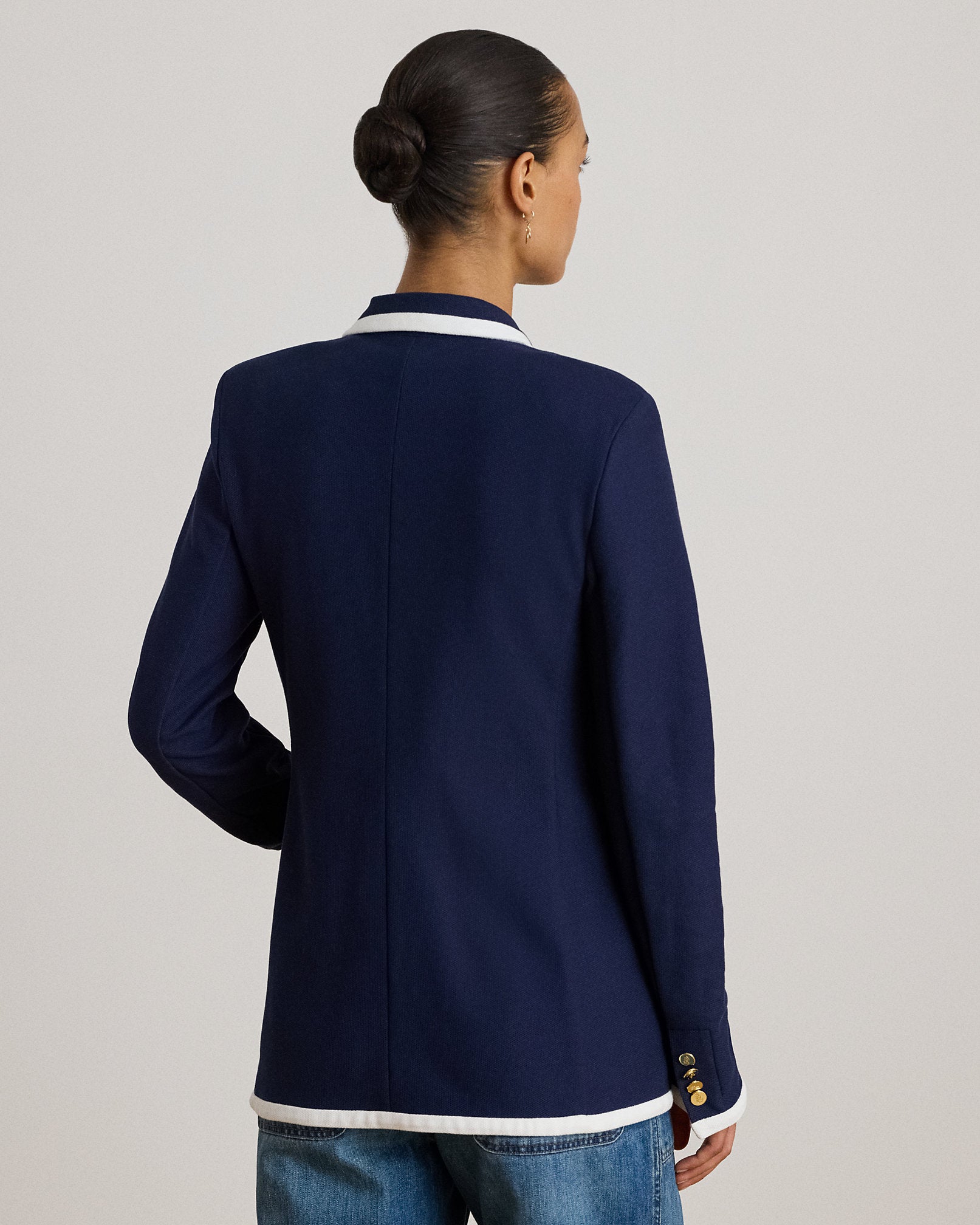 Ralph Lauren TwoTone DoubleBreasted Piqué Blazer