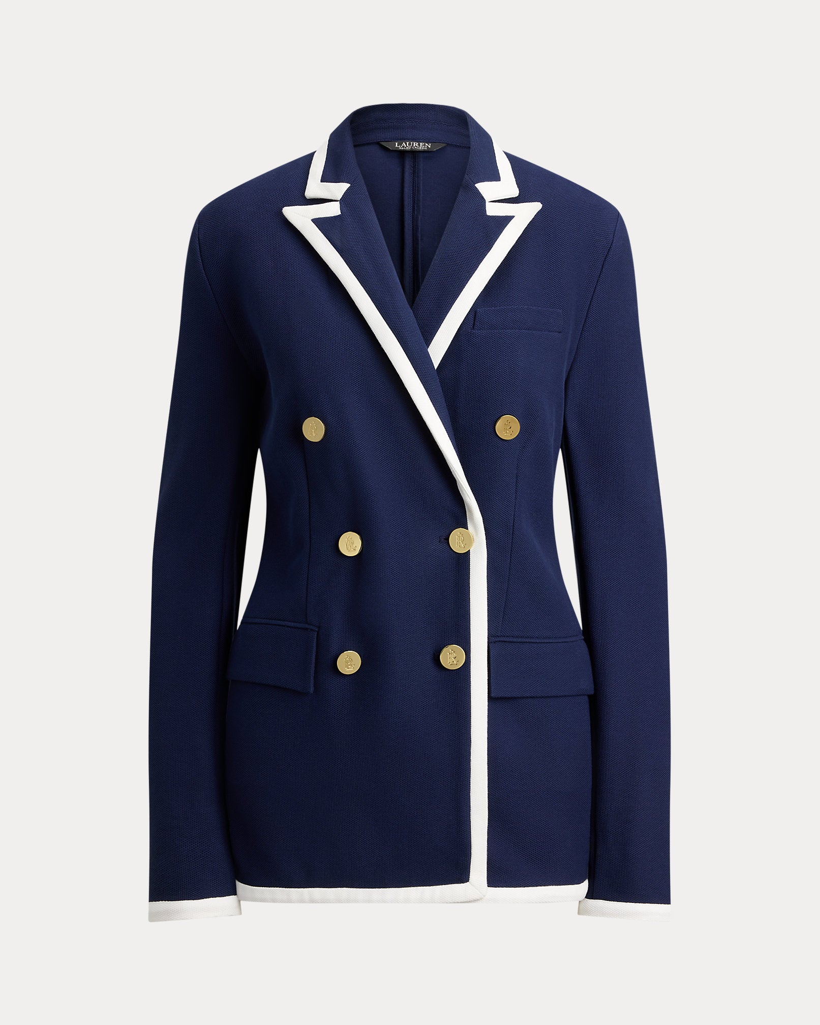 Ralph Lauren TwoTone DoubleBreasted Piqué Blazer