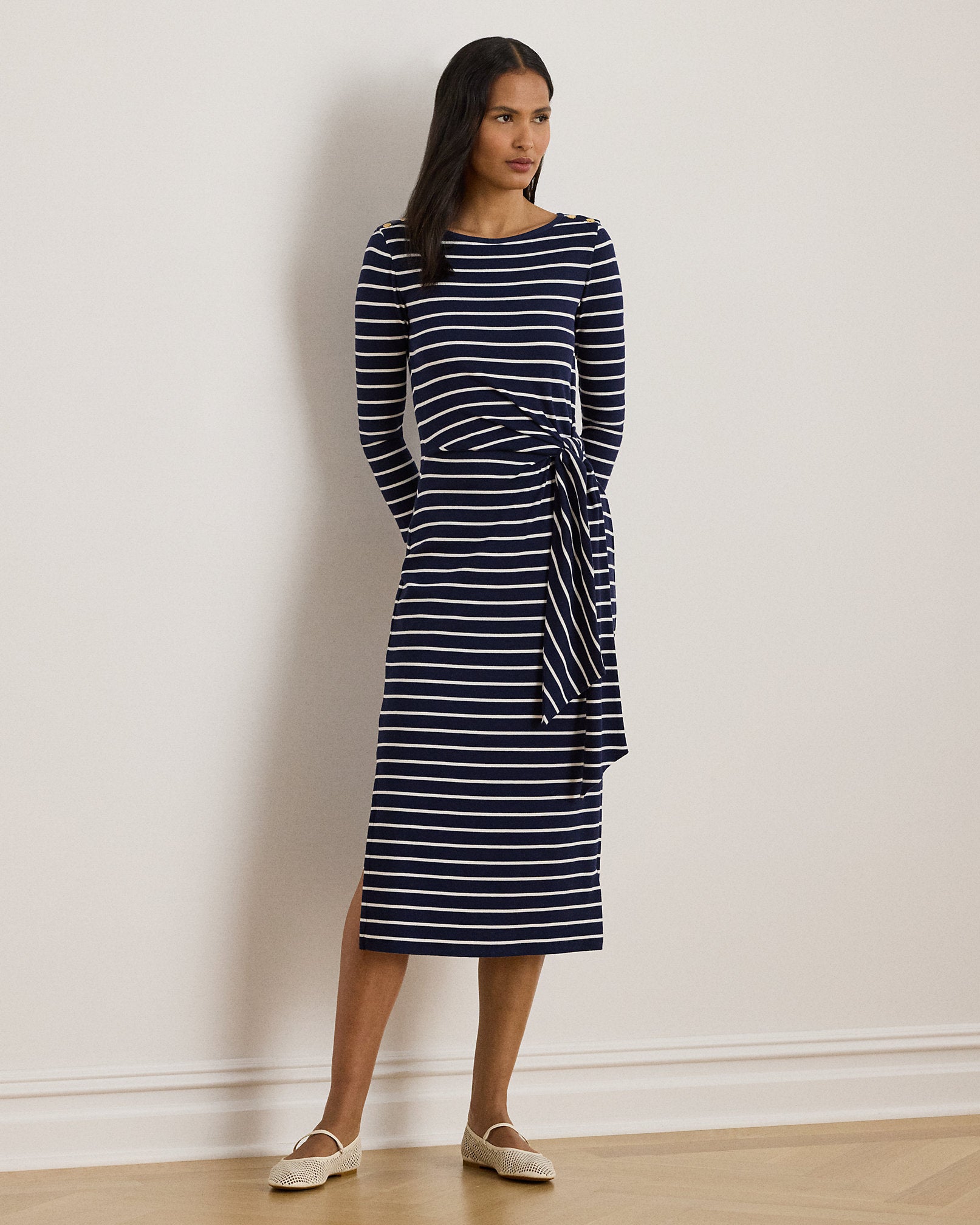 Ralph Lauren Striped TieFront CottonBlend Dress