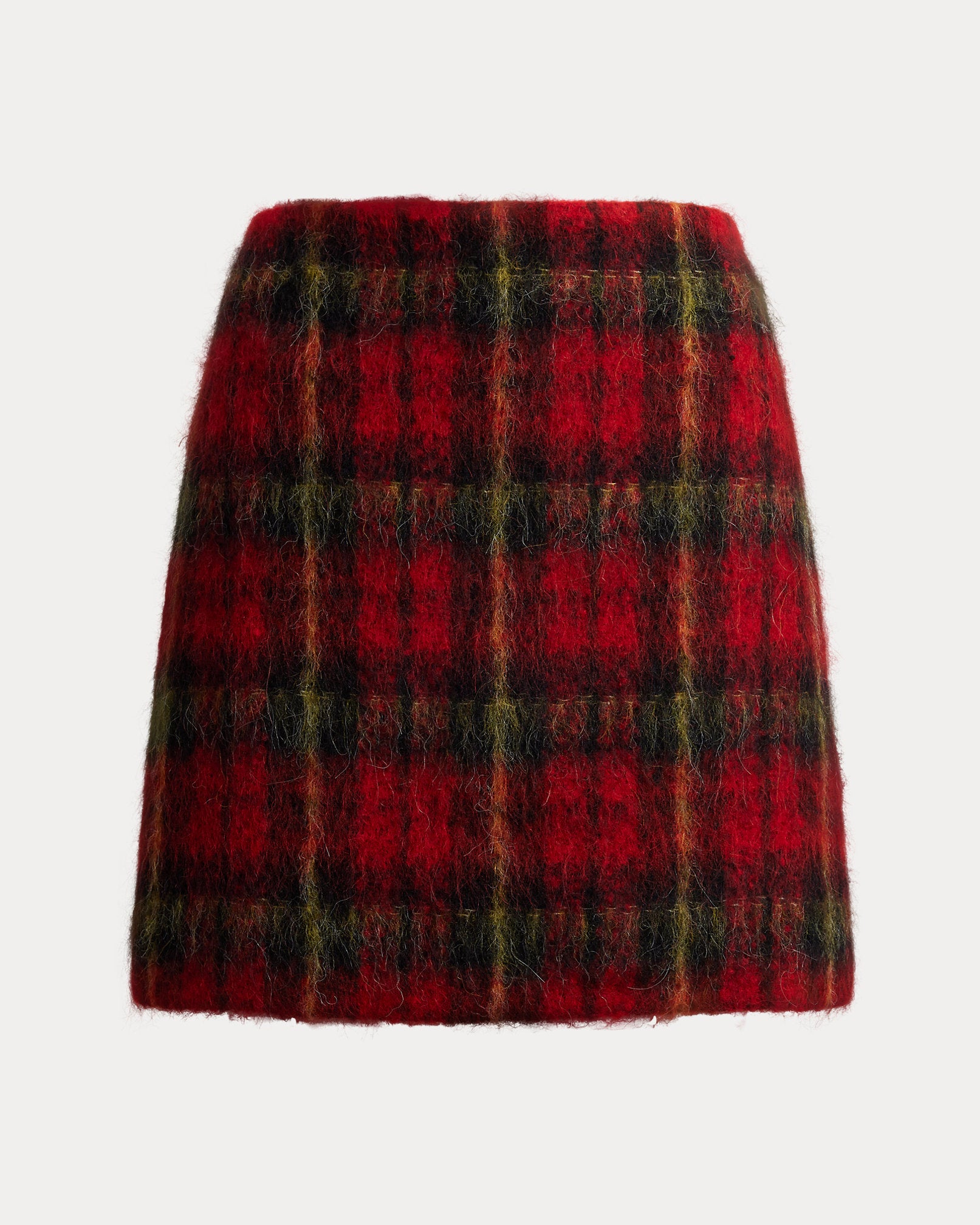 Ralph Lauren Plaid Mohair Pencil Miniskirt