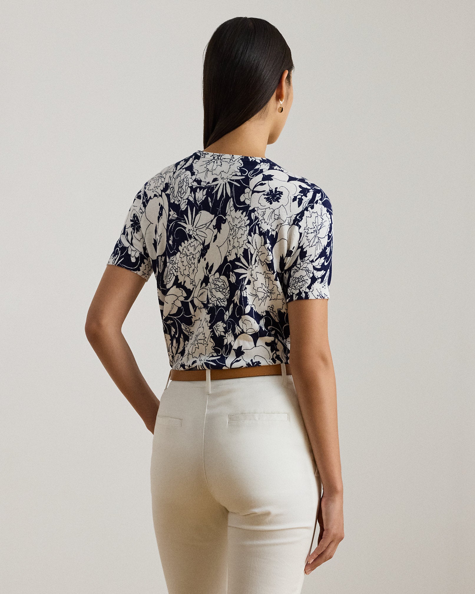Ralph Lauren Floral CottonBlend ShortSleeve Sweater