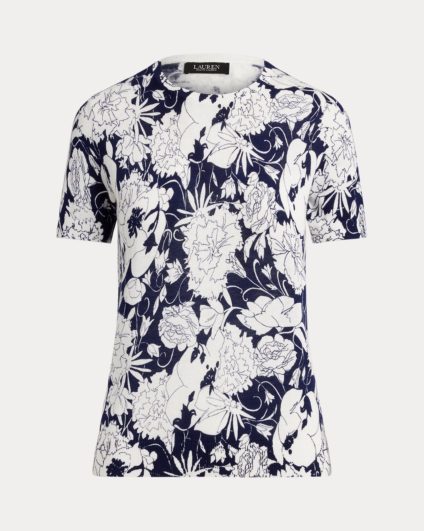 Ralph Lauren Floral CottonBlend ShortSleeve Sweater
