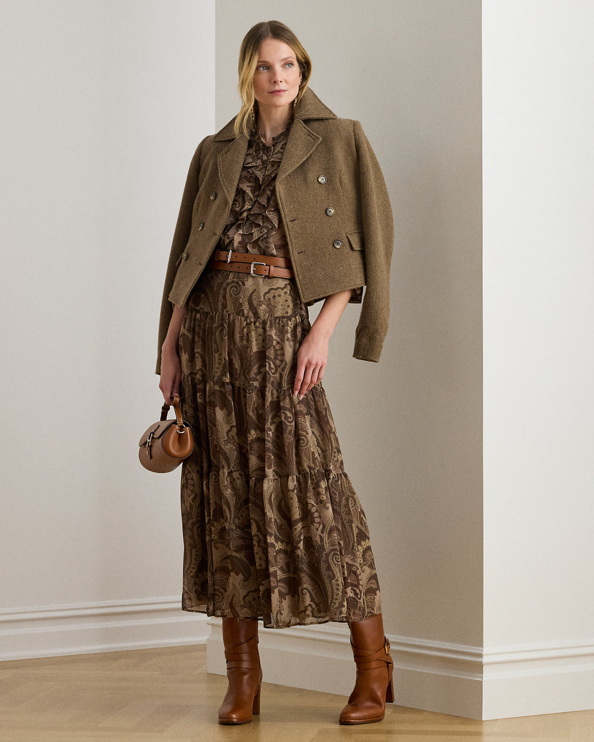 Ralph Lauren Paisley Chiffon Tiered Skirt