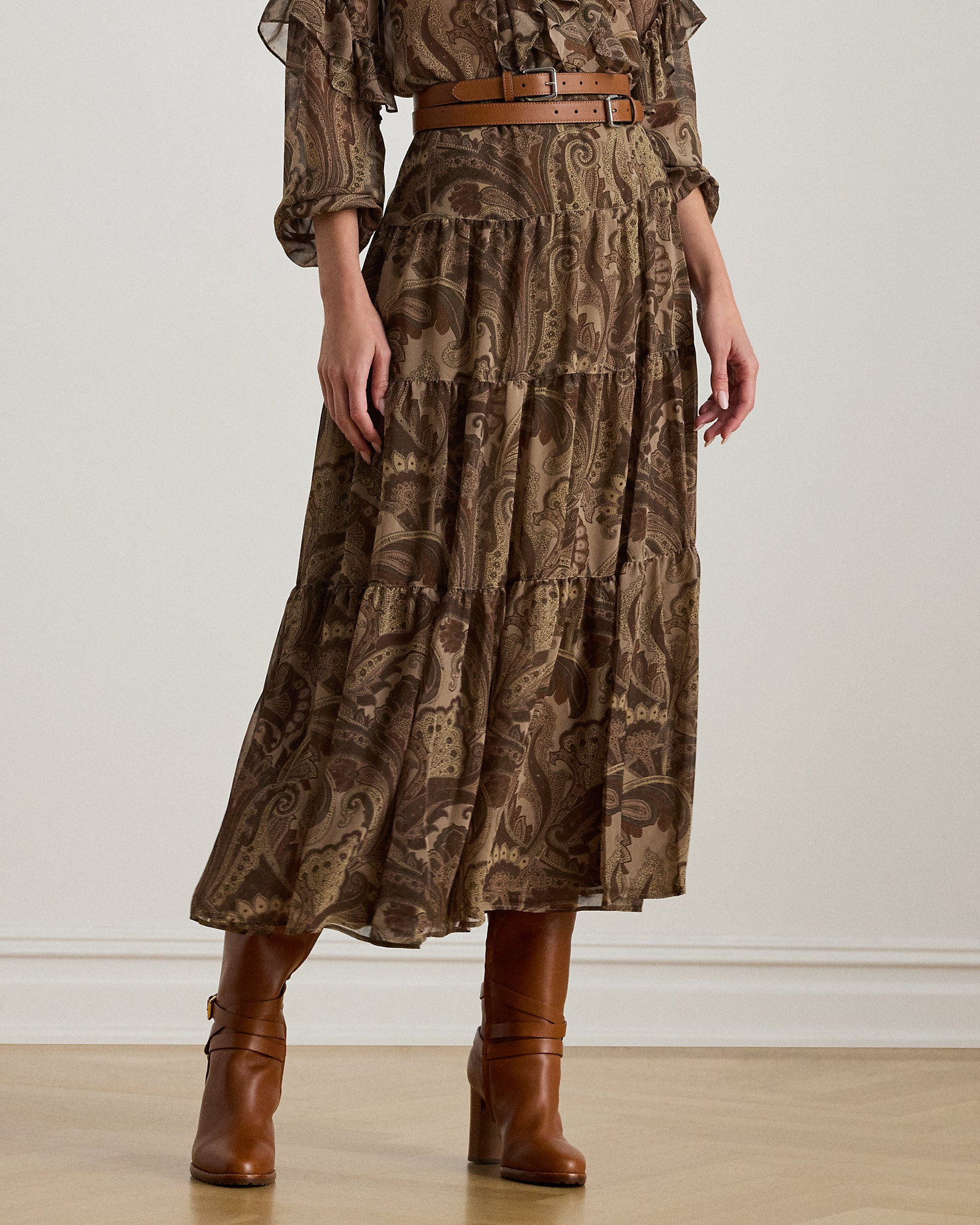 Ralph Lauren Paisley Chiffon Tiered Skirt